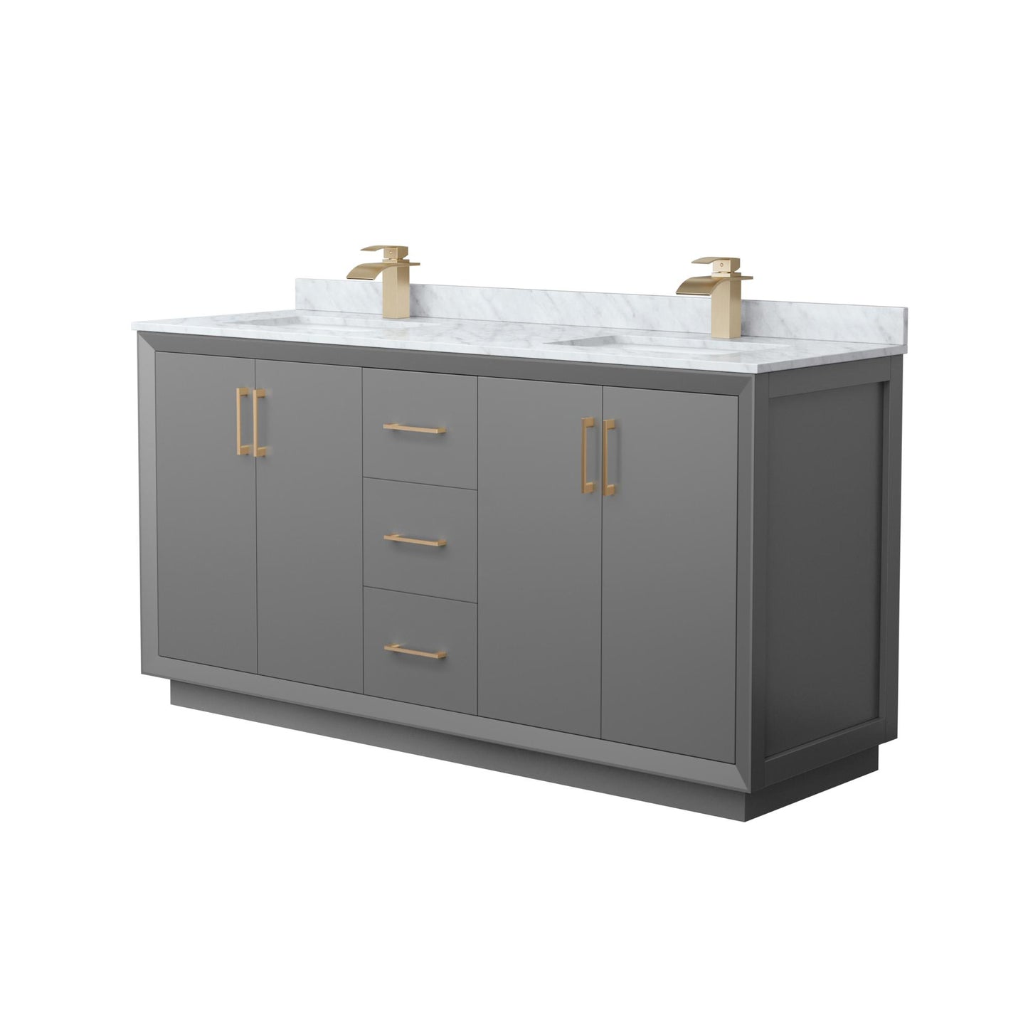 Strada Bathroom Vanity with Countertop 66 inch Double Sink Single hole Faucet Setup