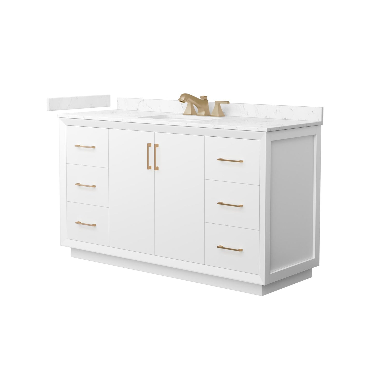 Strada Bathroom Vanity with Countertop 60 inch Single Sink 3-hole Faucet Setup