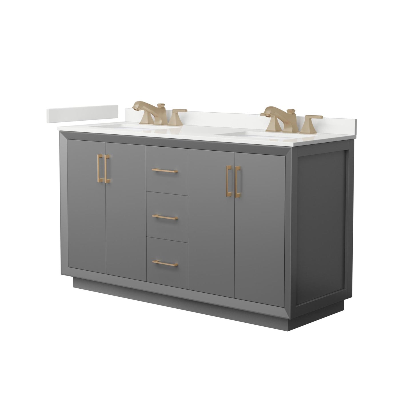 Strada Bathroom Vanity with Countertop 60 inch Double Sink 3-hole Faucet Setup