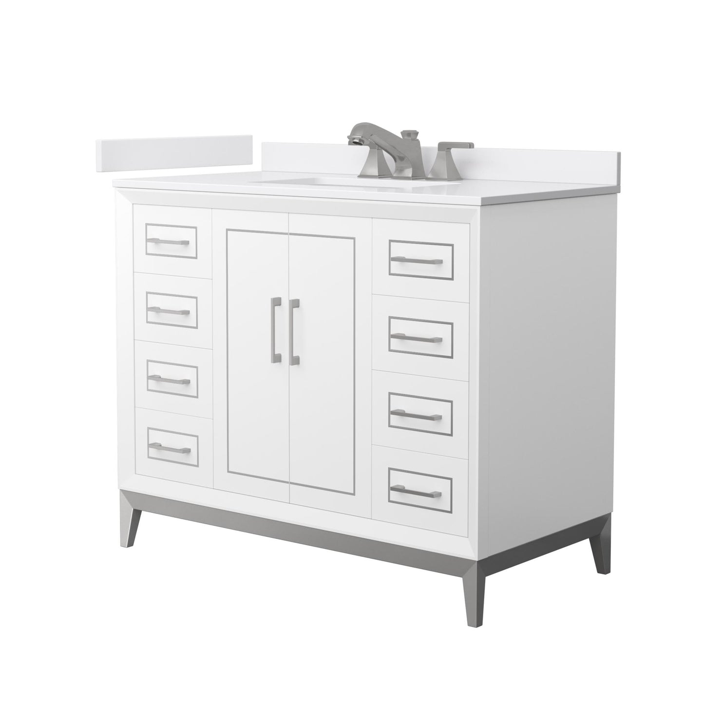 Marlena Bathroom Vanity with Countertop 42 inch Single Sink 3-hole Faucet Setup