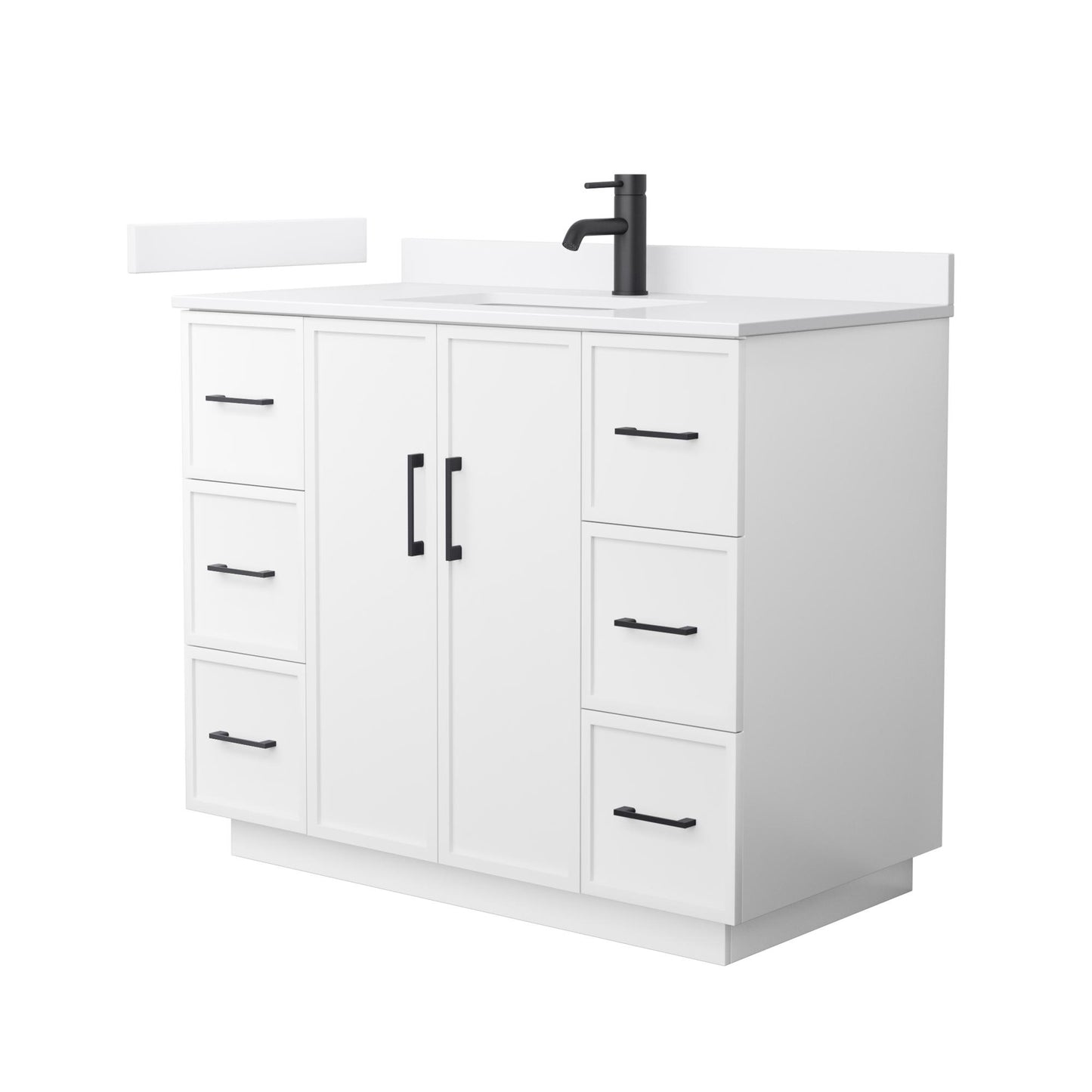 Elan TK Bathroom Vanity with Countertop 42 inch Single Sink Single hole Faucet Setup