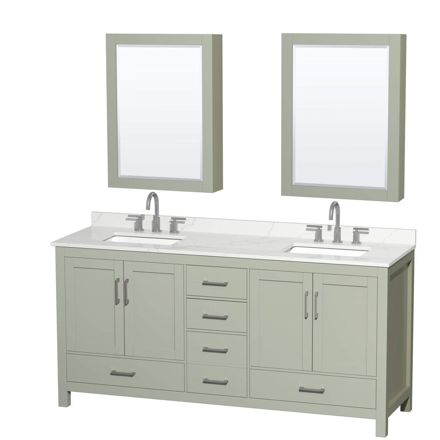 Sheffield Bathroom Vanity with Countertop 72 inch Double Sink 3-hole Faucet Setup