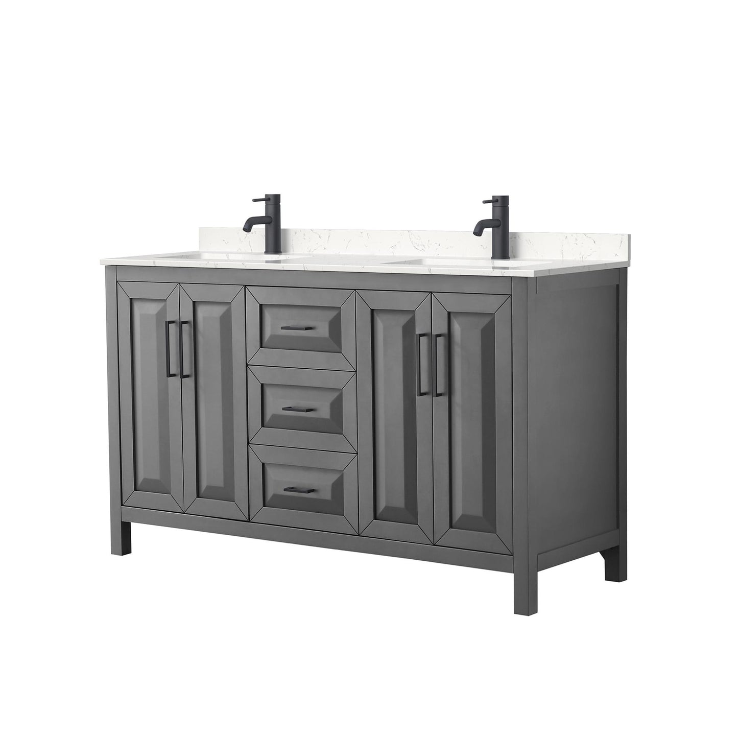 Daria Bathroom Vanity with Countertop 60 inch Double Sink Single hole Faucet Setup