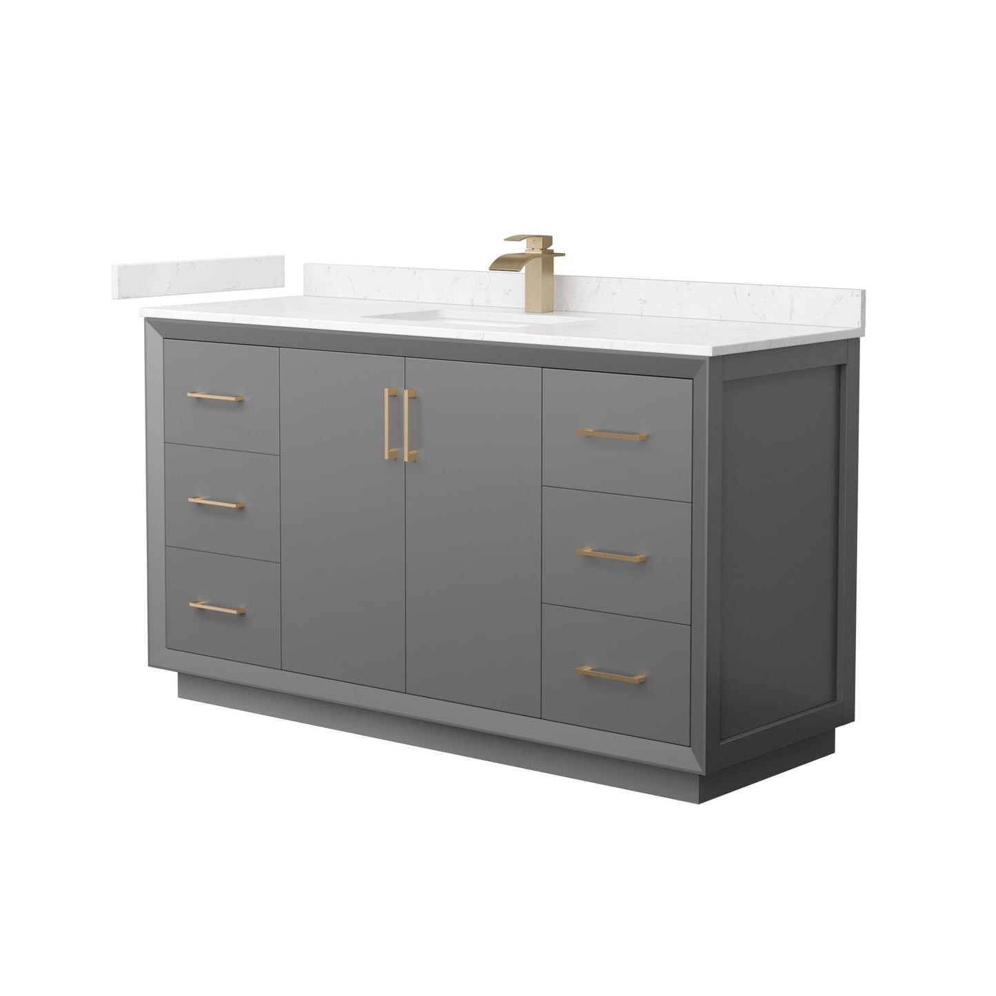 Strada Bathroom Vanity with Countertop 60 inch Single Sink Single hole Faucet Setup