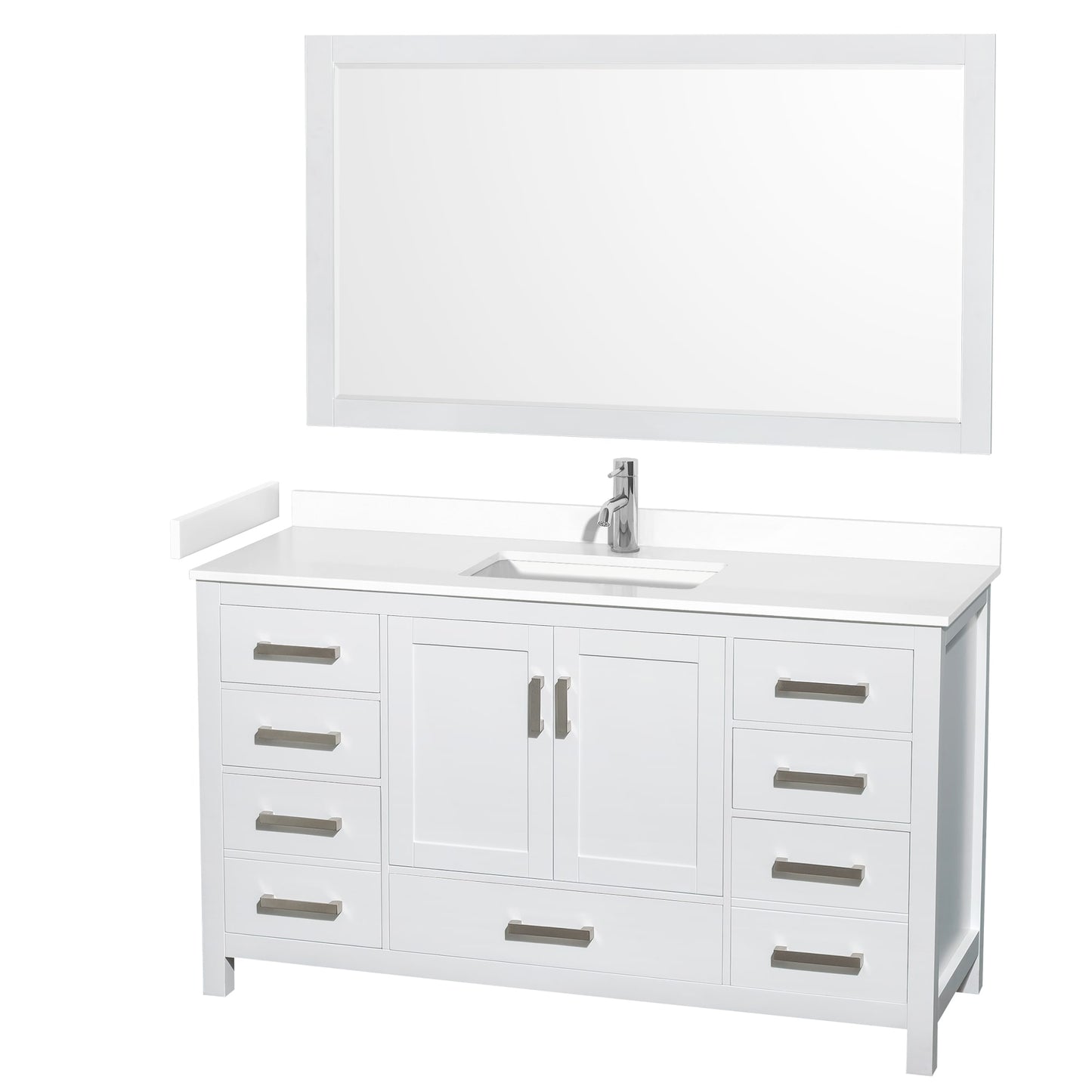 Sheffield Bathroom Vanity with Countertop 60 inch Single Sink Single hole Faucet Setup