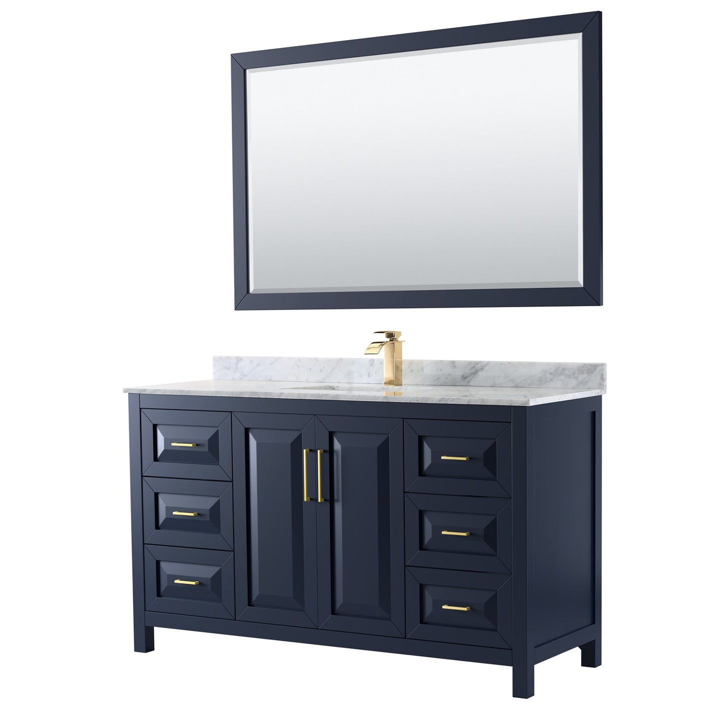 Daria Bathroom Vanity with Countertop 60 inch Single Sink Single hole Faucet Setup