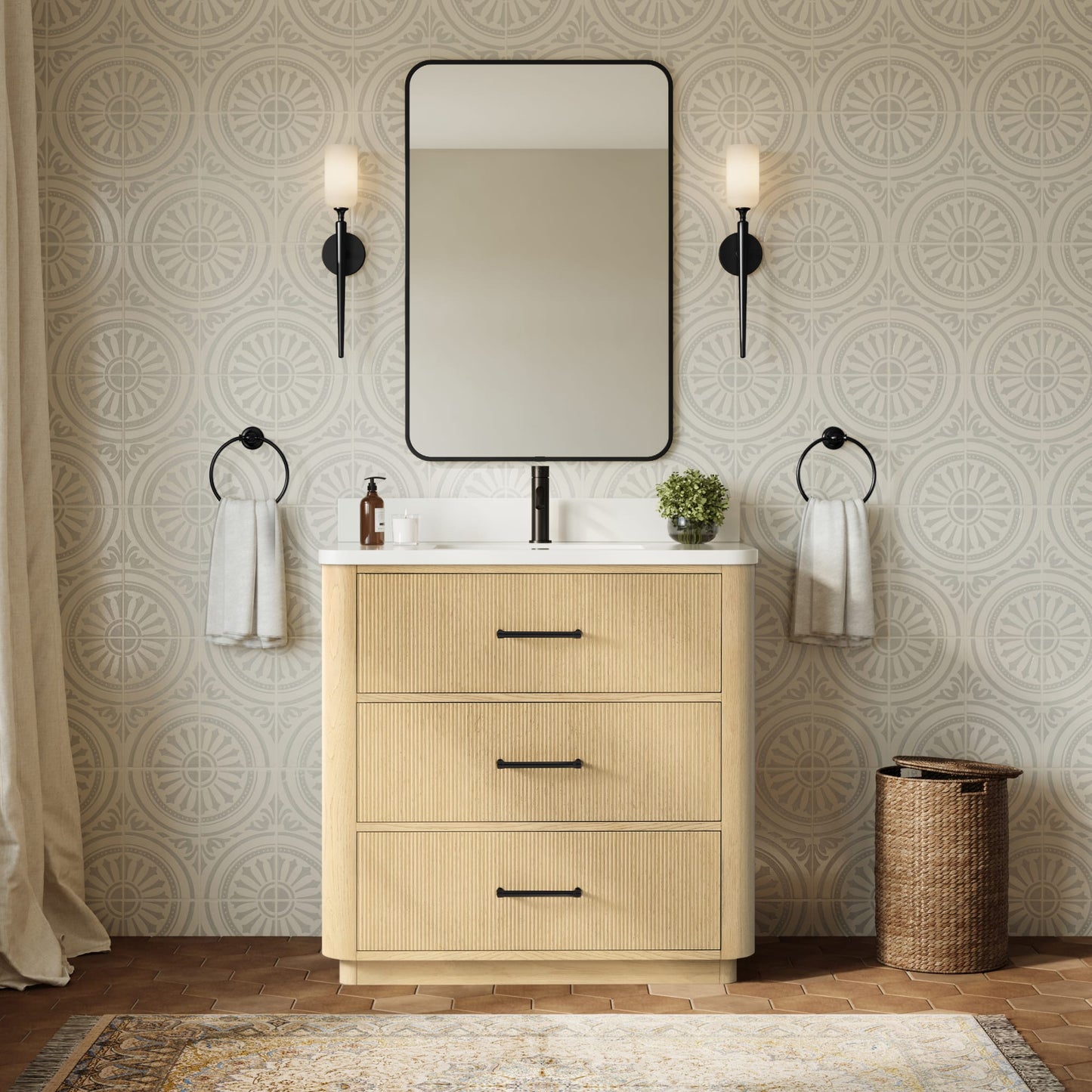 Francesca Bathroom Vanity with Countertop 36 inch Single Sink Single hole Faucet Setup