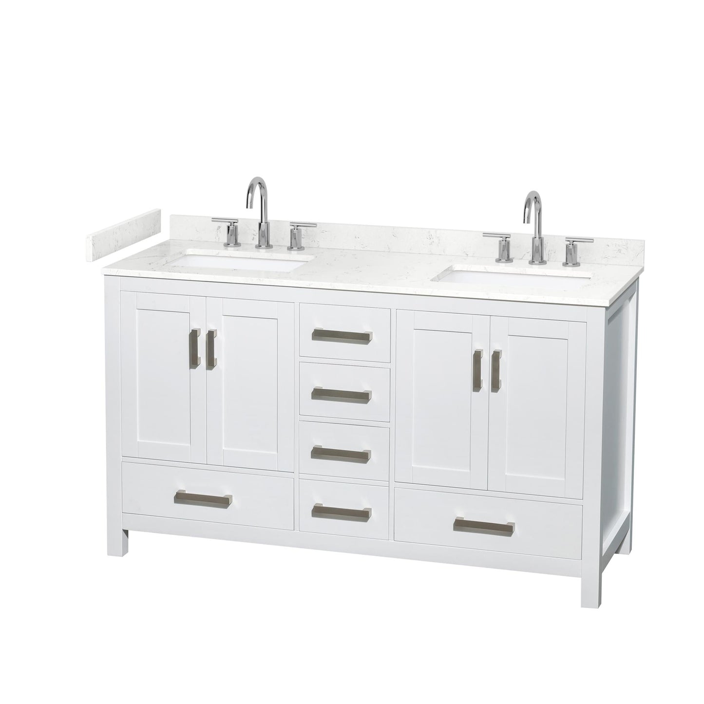 Sheffield Bathroom Vanity with Countertop 60 inch Double Sink 3-hole Faucet Setup