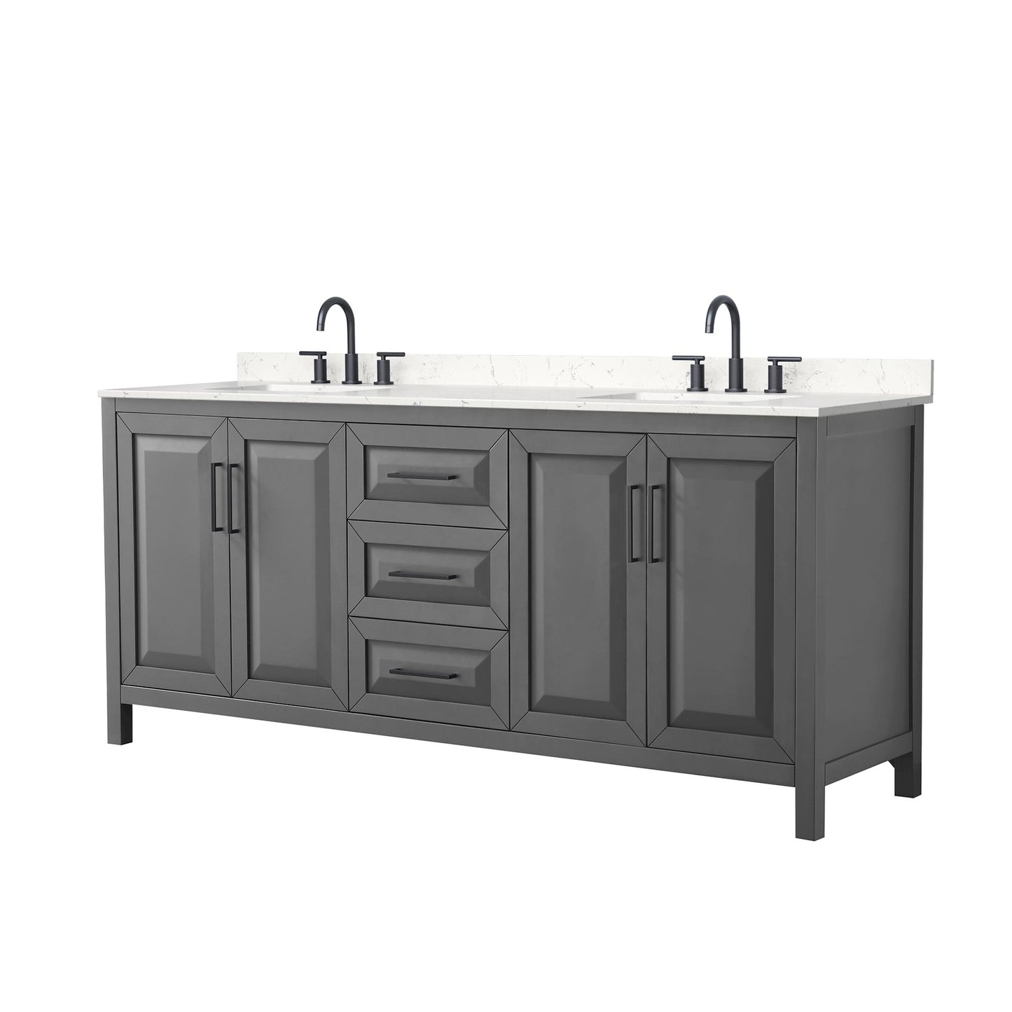 Daria Bathroom Vanity with Countertop 80 inch Double Sink 3-hole Faucet Setup