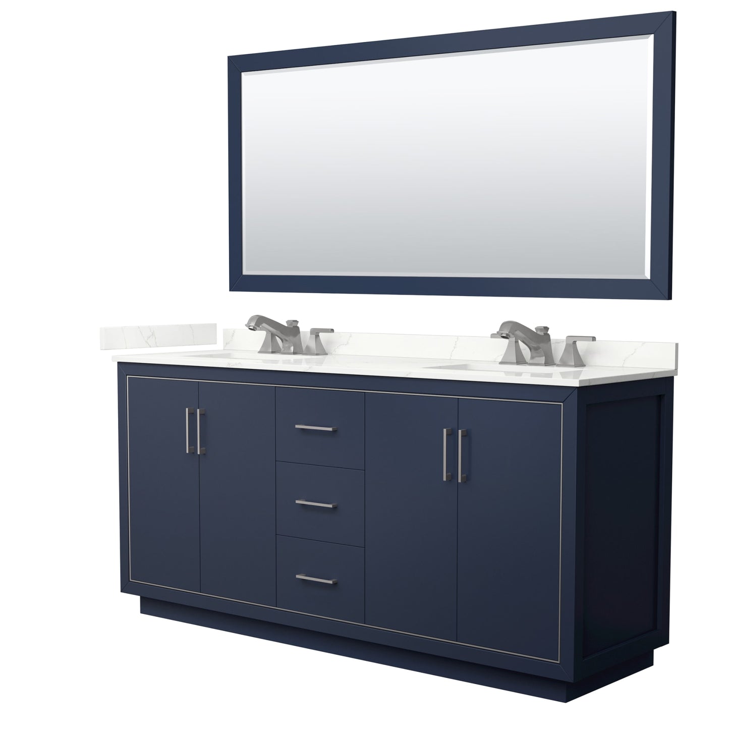 Icon Bathroom Vanity with Countertop 72 inch Double Sink 3-hole Faucet Setup