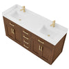 Custom image for Dark Oak with Brushed Gold Trim / White Quartz / No Mirror