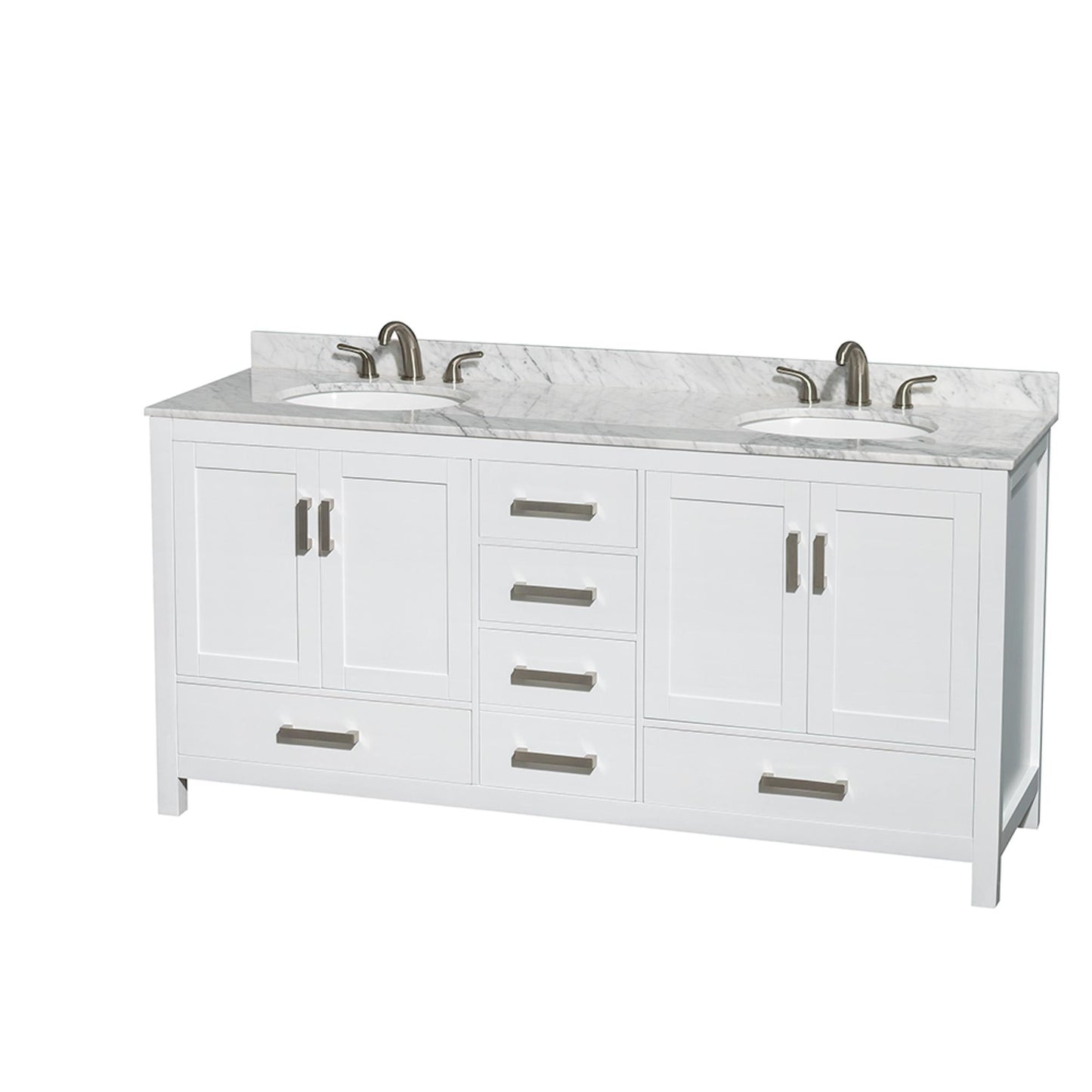 Sheffield Bathroom Vanity with Countertop 72 inch Double Sink 3-hole Faucet Setup