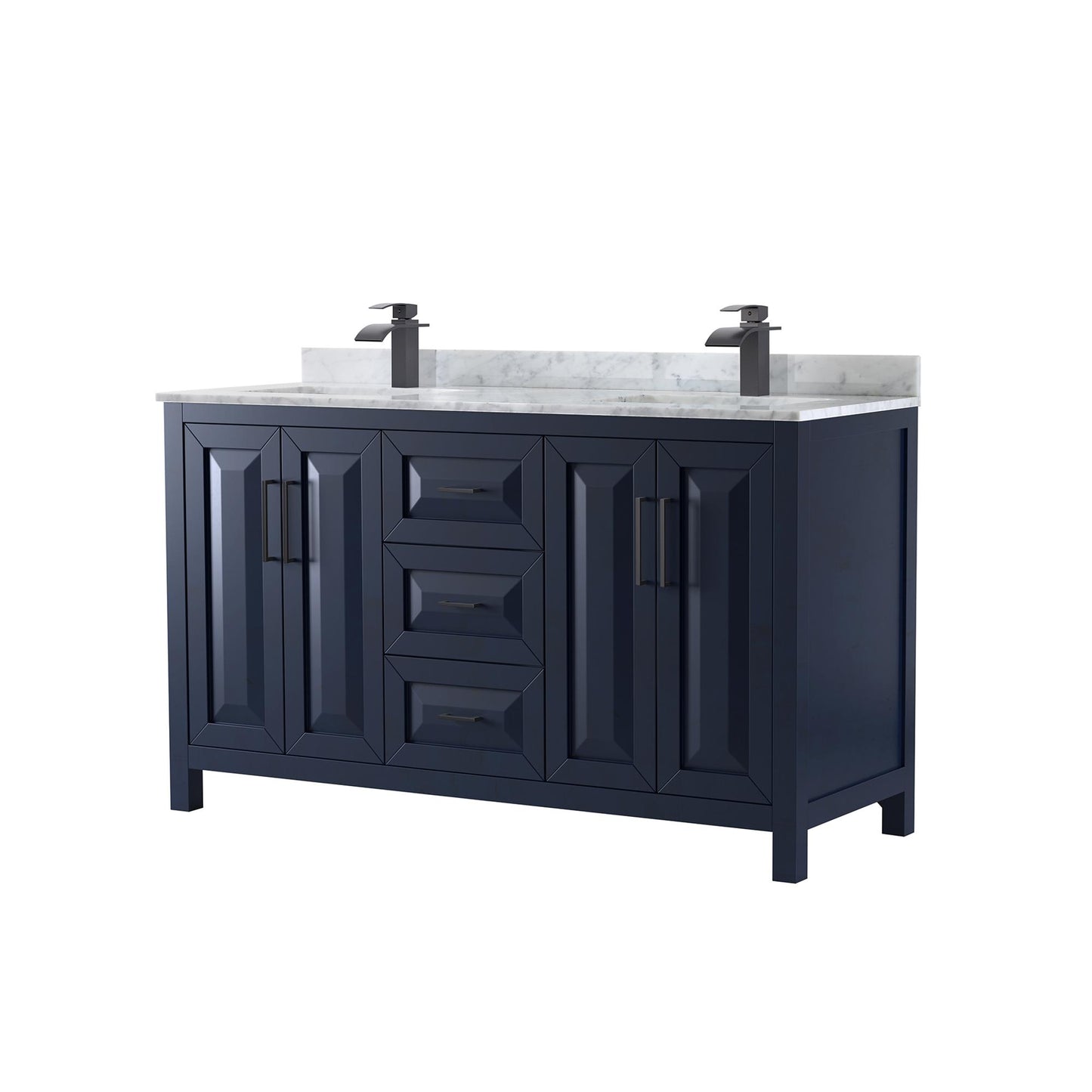 Daria Bathroom Vanity with Countertop 60 inch Double Sink Single hole Faucet Setup