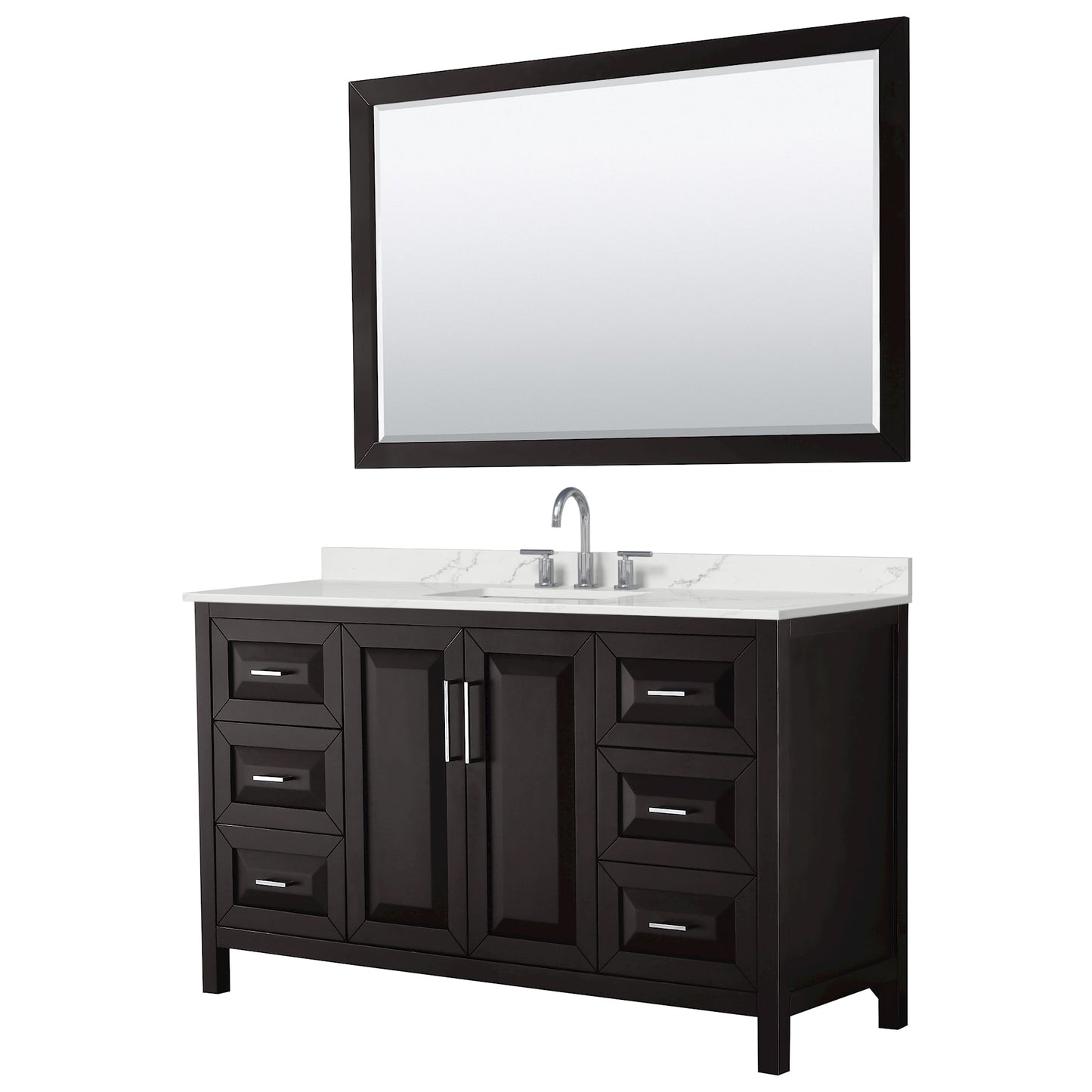 Daria Bathroom Vanity with Countertop 60 inch Single Sink 3-hole Faucet Setup
