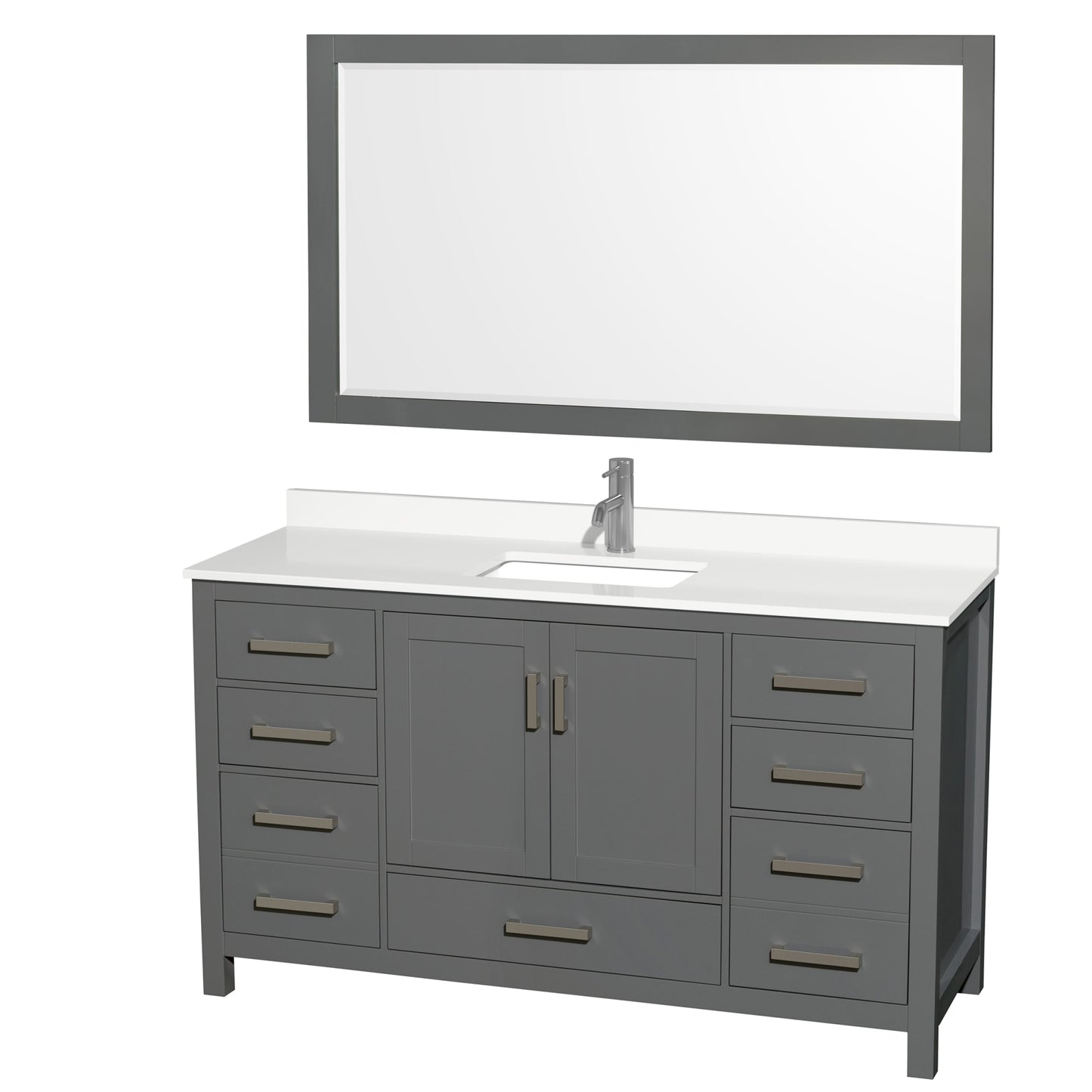 Sheffield Bathroom Vanity with Countertop 60 inch Single Sink Single hole Faucet Setup