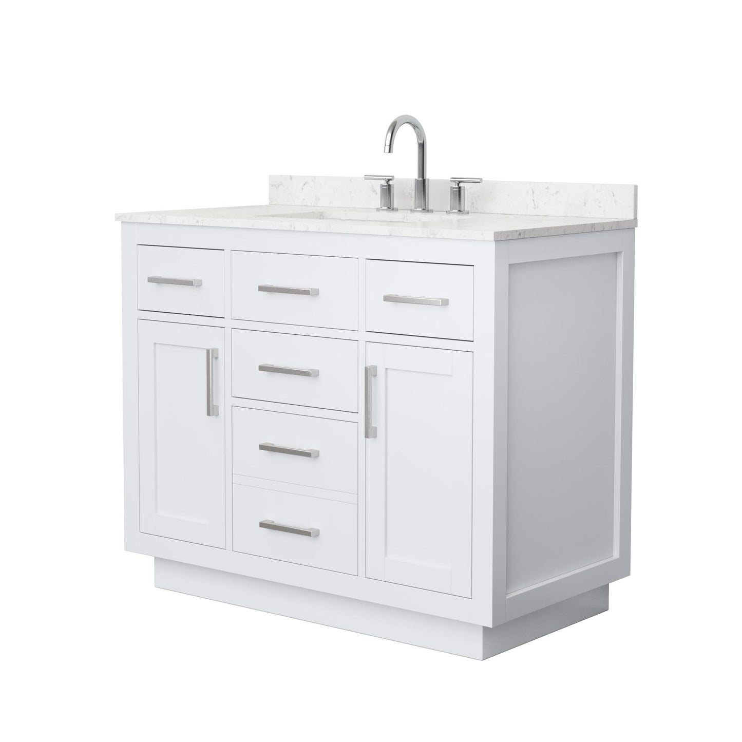 Beckett TK Bathroom Vanity with Countertop 42 inch Single Sink 3-hole Faucet Setup