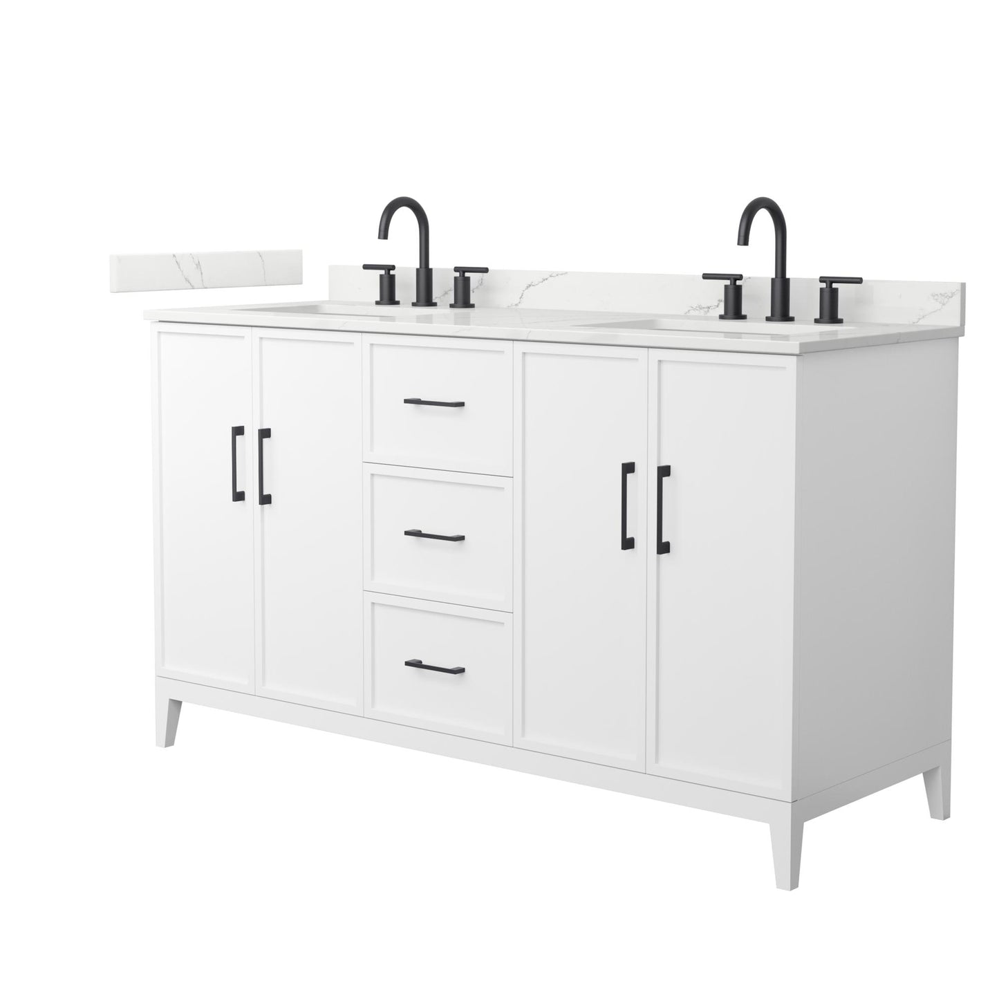 Elan Bathroom Vanity with Countertop 60 inch Double Sink 3-hole Faucet Setup