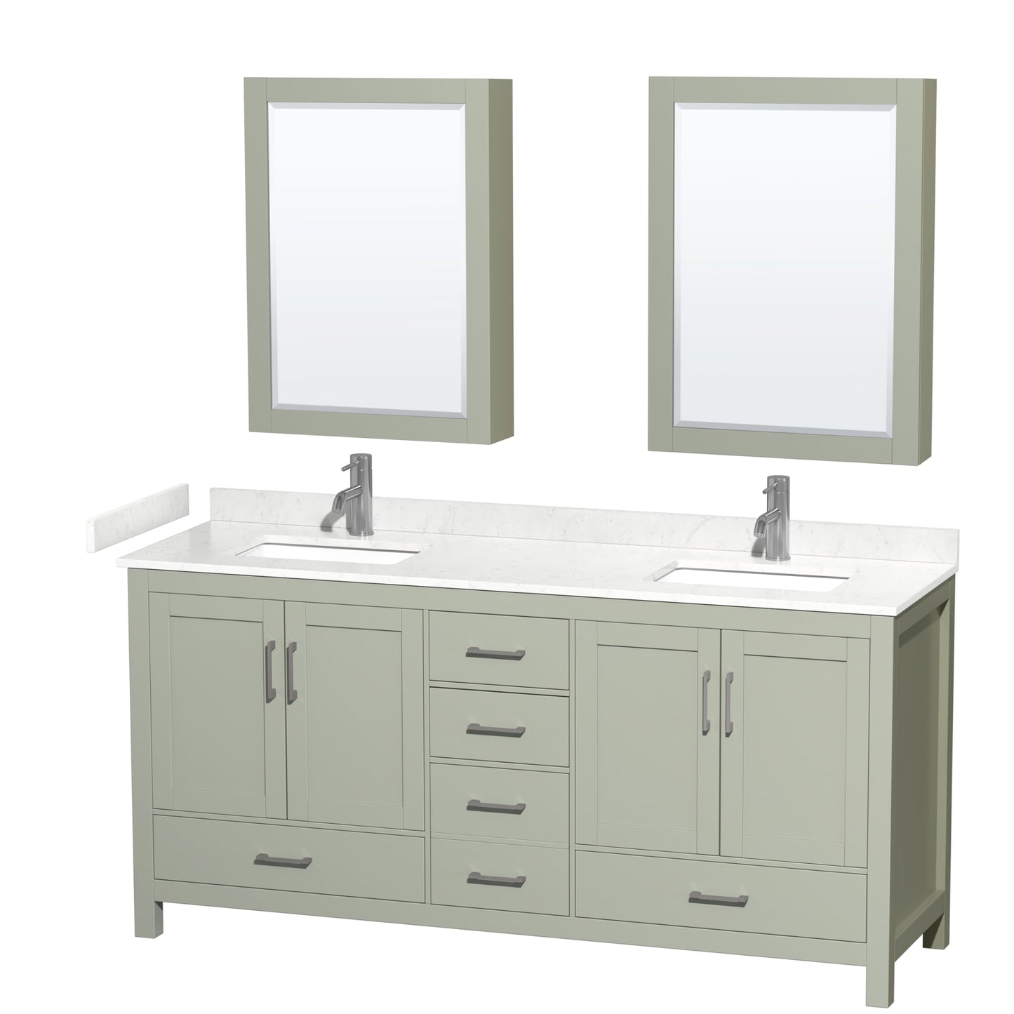 Sheffield Bathroom Vanity with Countertop 72 inch Double Sink Single hole Faucet Setup