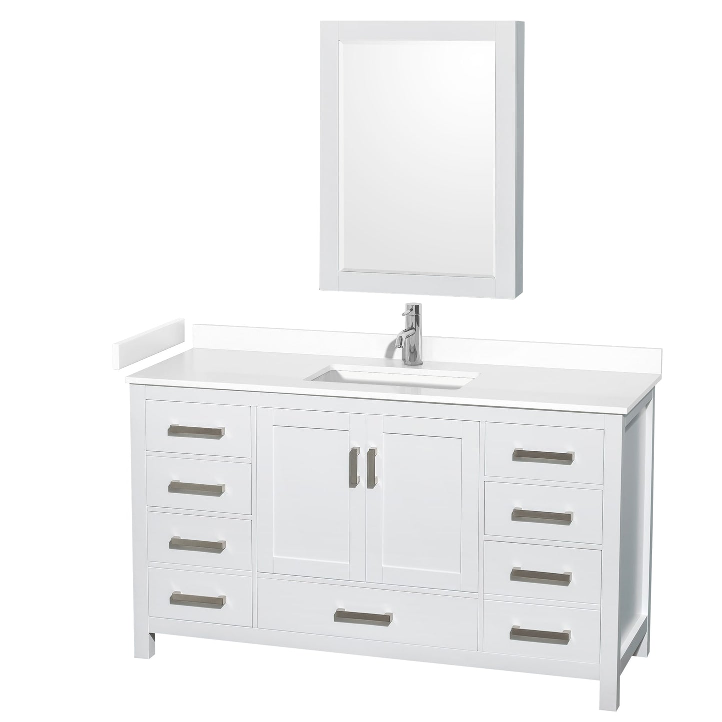 Sheffield Bathroom Vanity with Countertop 60 inch Single Sink Single hole Faucet Setup