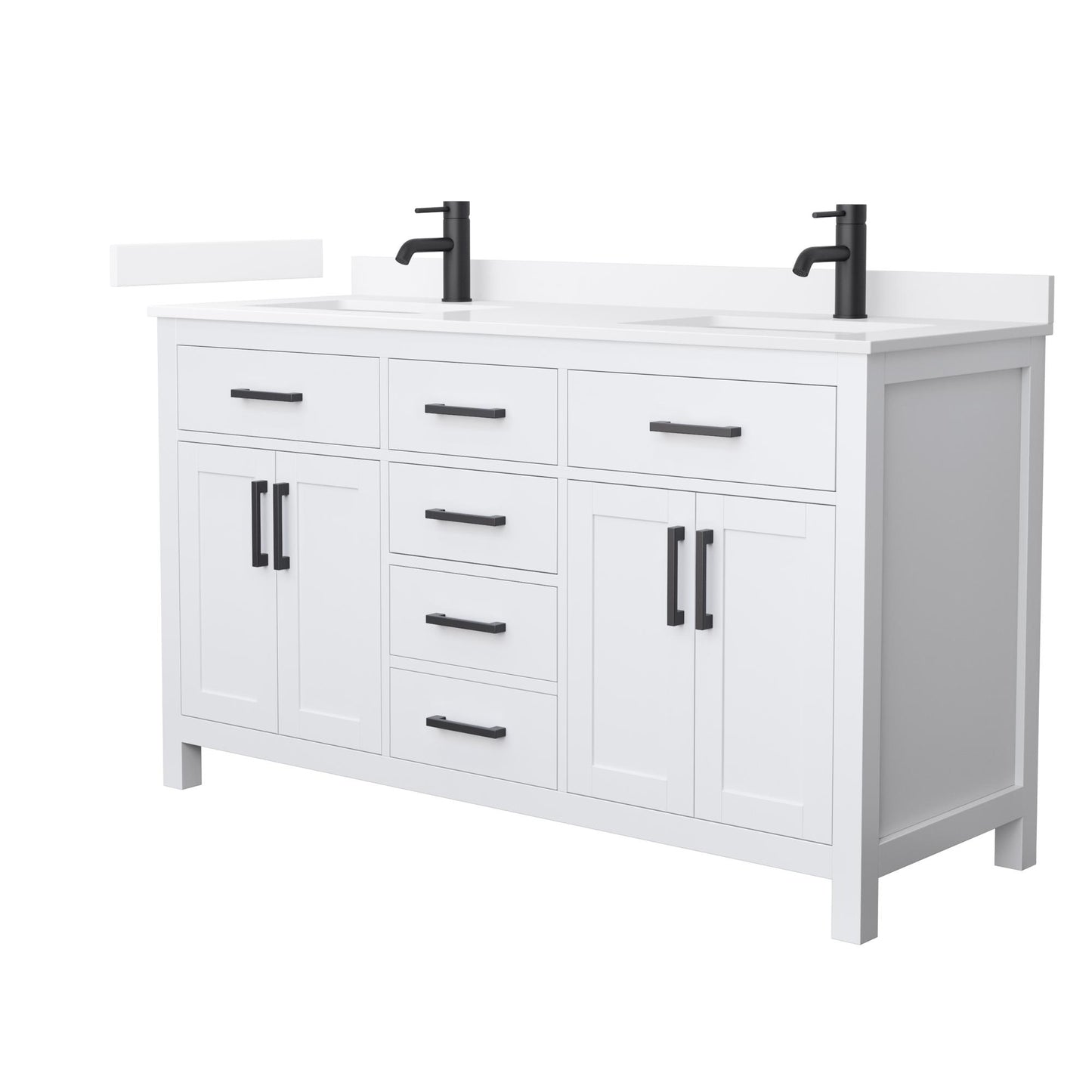 Beckett Bathroom Vanity with Countertop 60 inch Double Sink Single hole Faucet Setup