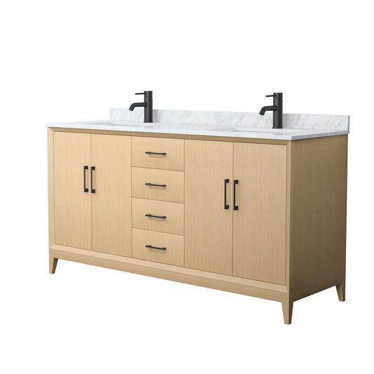 Janna Bathroom Vanity with Countertop 66 inch Double Sink Single hole Faucet Setup