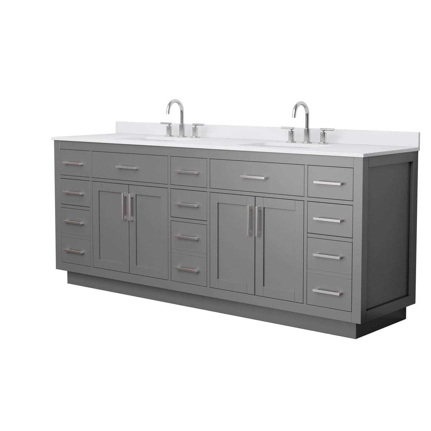 Beckett TK Bathroom Vanity with Countertop 84 inch Double Sink 3-hole Faucet Setup