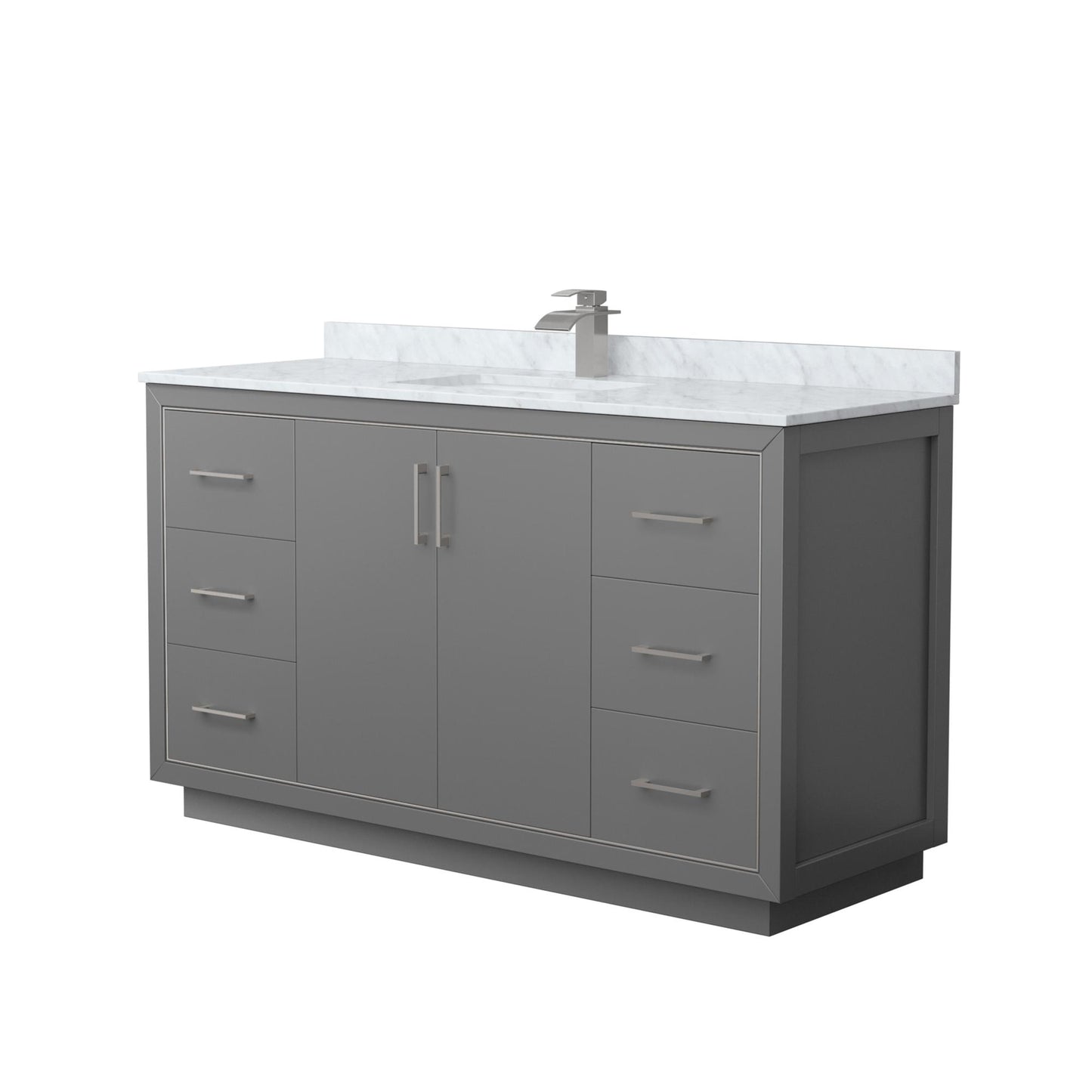 Icon Bathroom Vanity with Countertop 60 inch Single Sink Single hole Faucet Setup