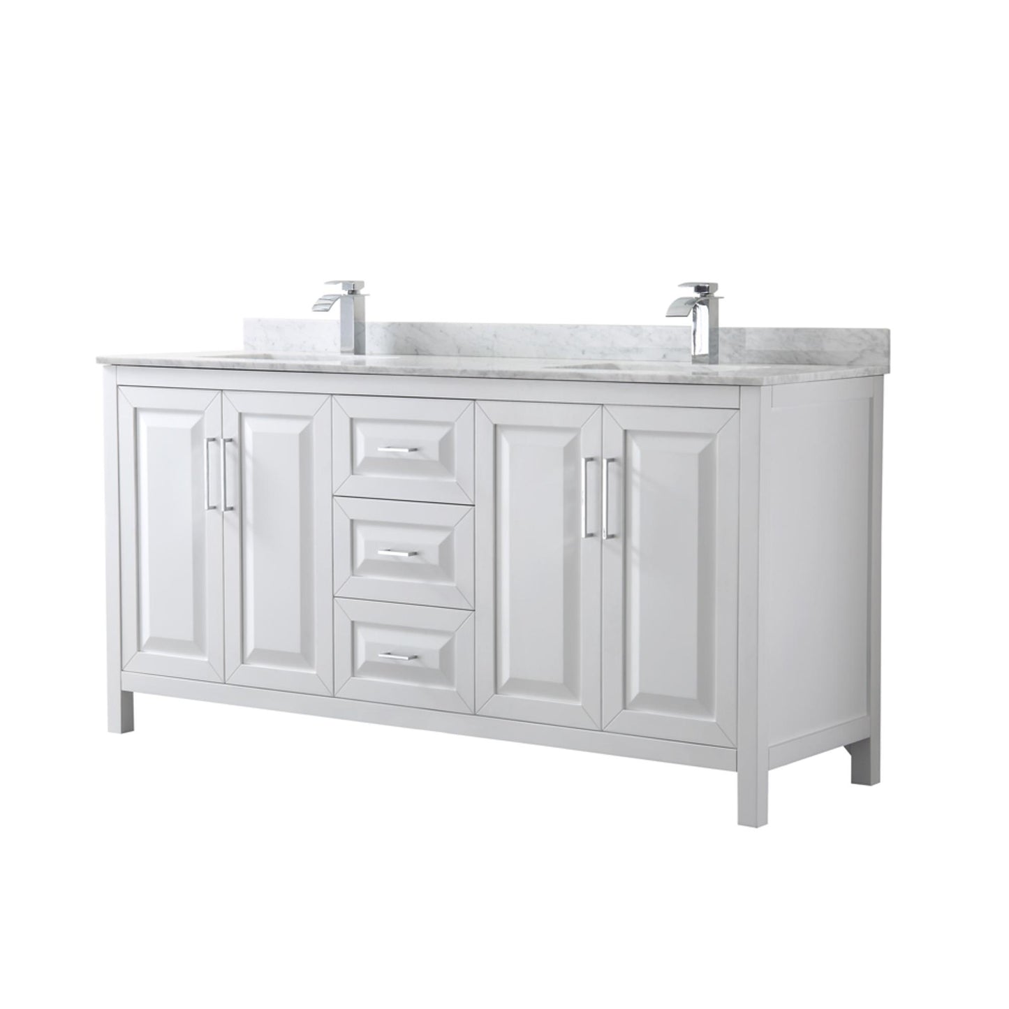 Daria Bathroom Vanity with Countertop 72 inch Double Sink Single hole Faucet Setup