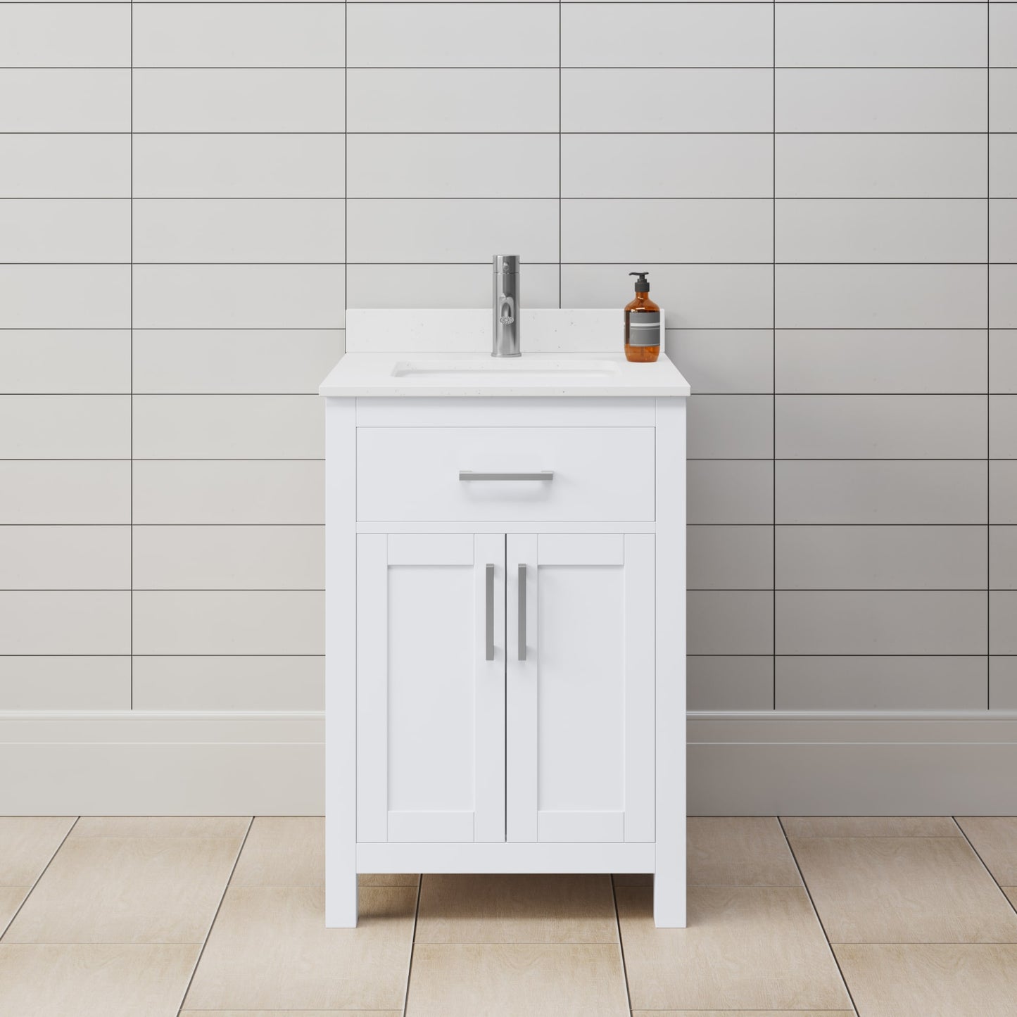 Beckett Bathroom Vanity with Countertop 24 inch Single Sink Single hole Faucet Setup