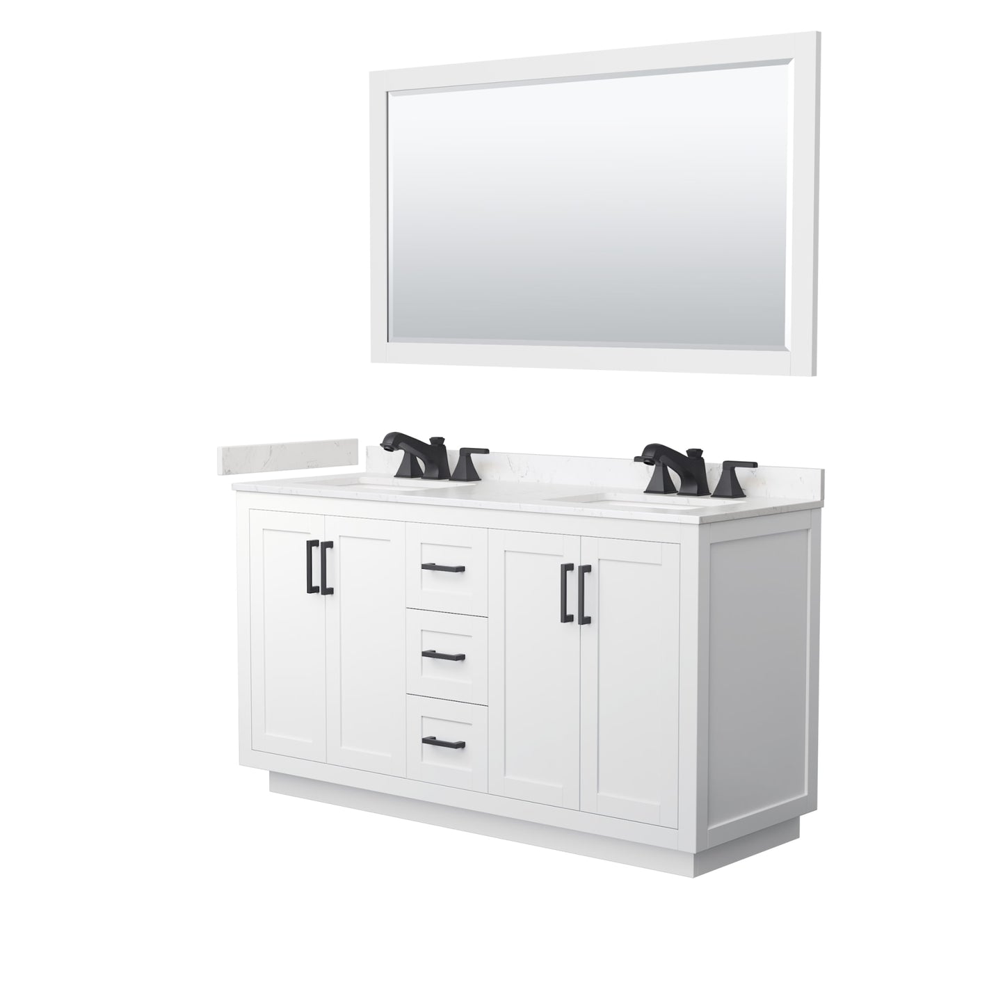 Miranda Bathroom Vanity with Countertop 60 inch Double Sink 3-hole Faucet Setup