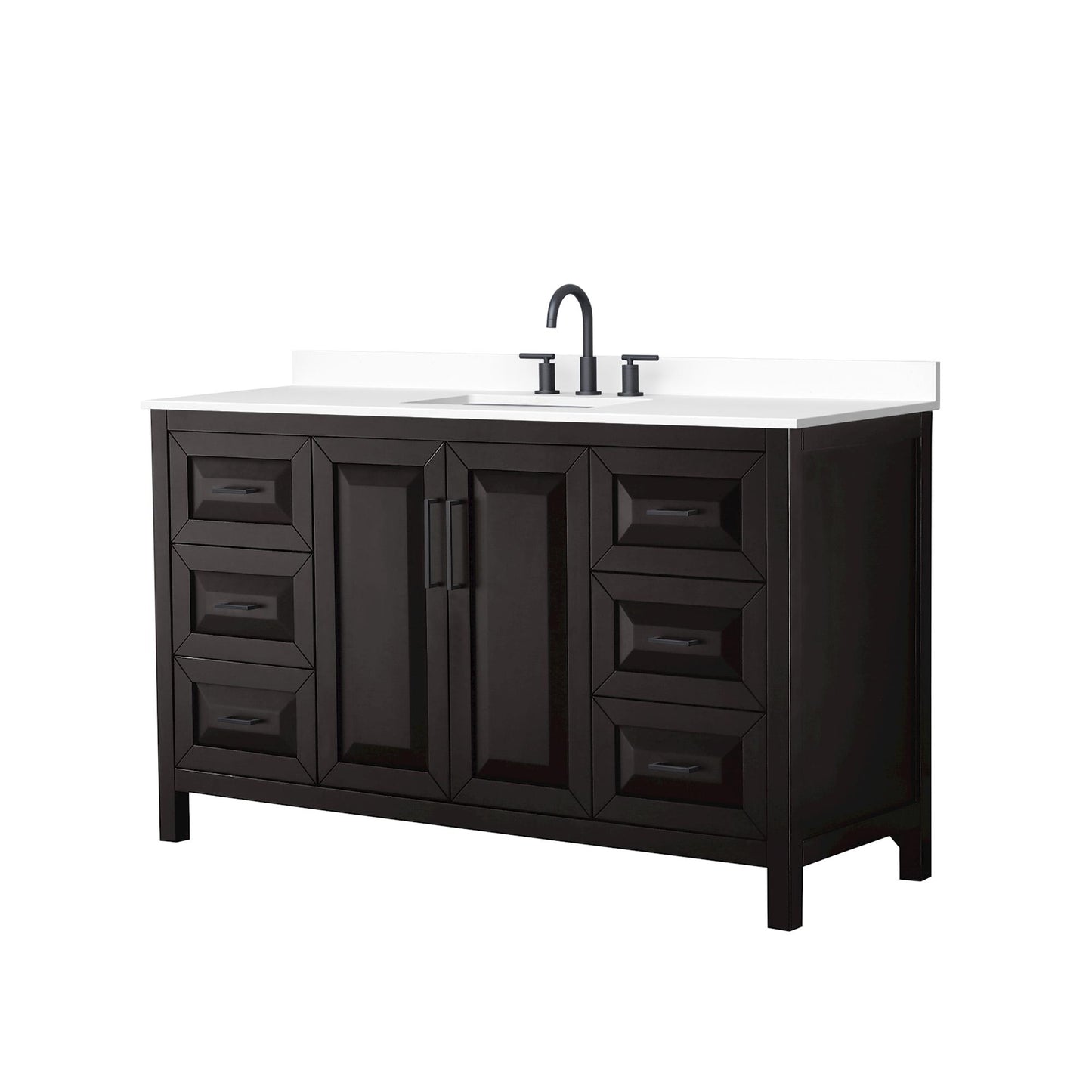 Daria Bathroom Vanity with Countertop 60 inch Single Sink 3-hole Faucet Setup