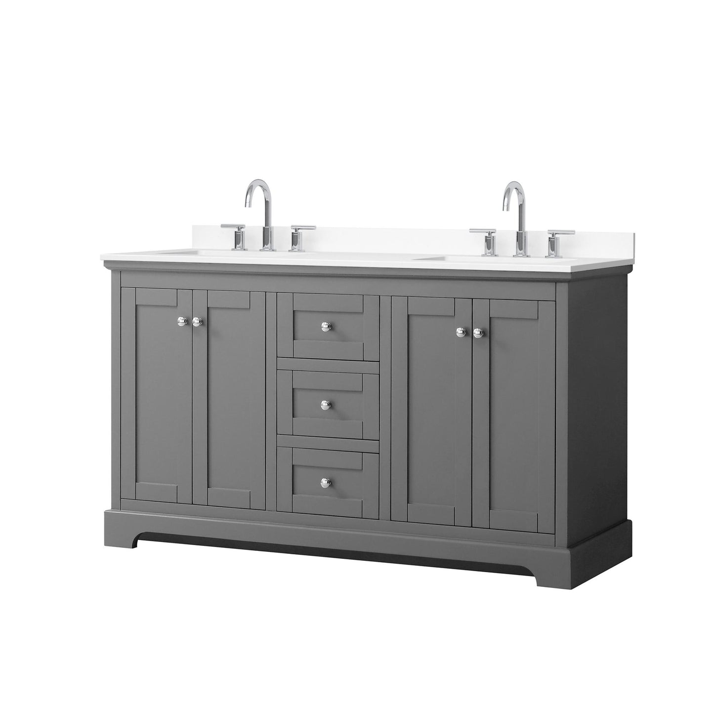 Avery Bathroom Vanity with Countertop 60 inch Double Sink 3-hole Faucet Setup