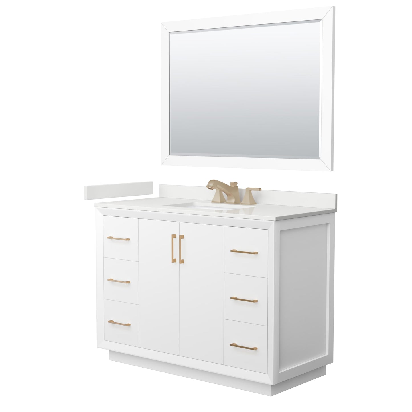 Strada Bathroom Vanity with Countertop 48 inch Single Sink 3-hole Faucet Setup