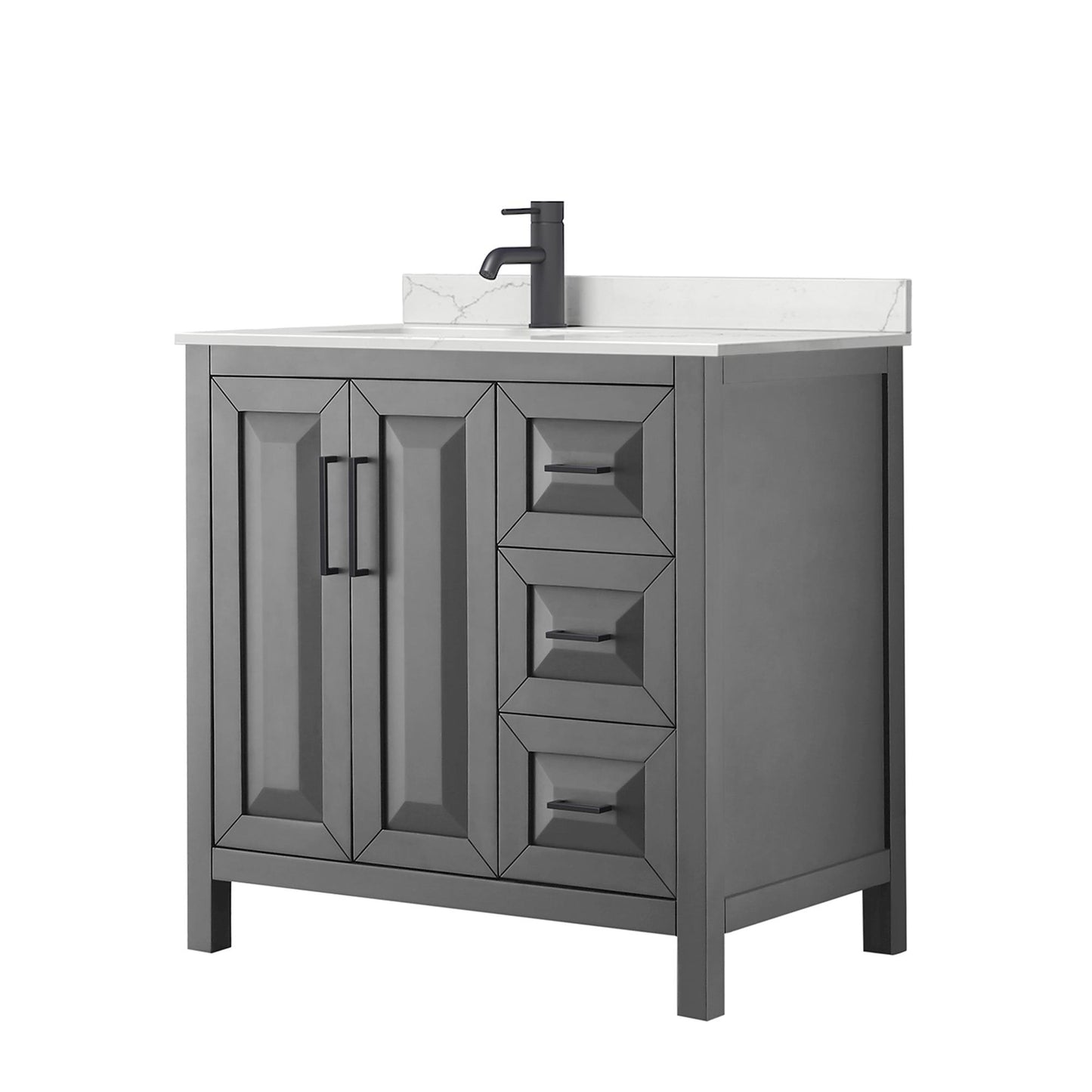Daria Bathroom Vanity with Countertop 36 inch Single Sink Single hole Faucet Setup