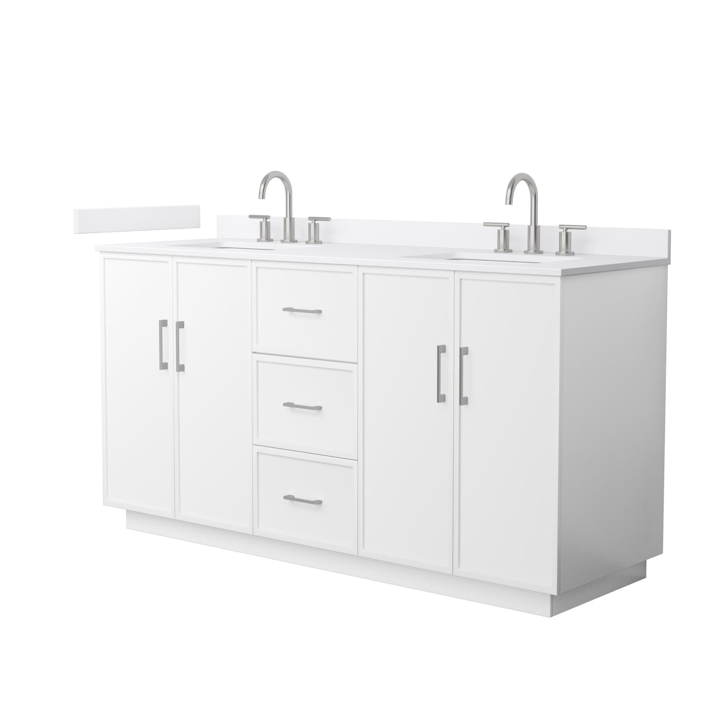 Elan TK Bathroom Vanity with Countertop 66 inch Double Sink 3-hole Faucet Setup