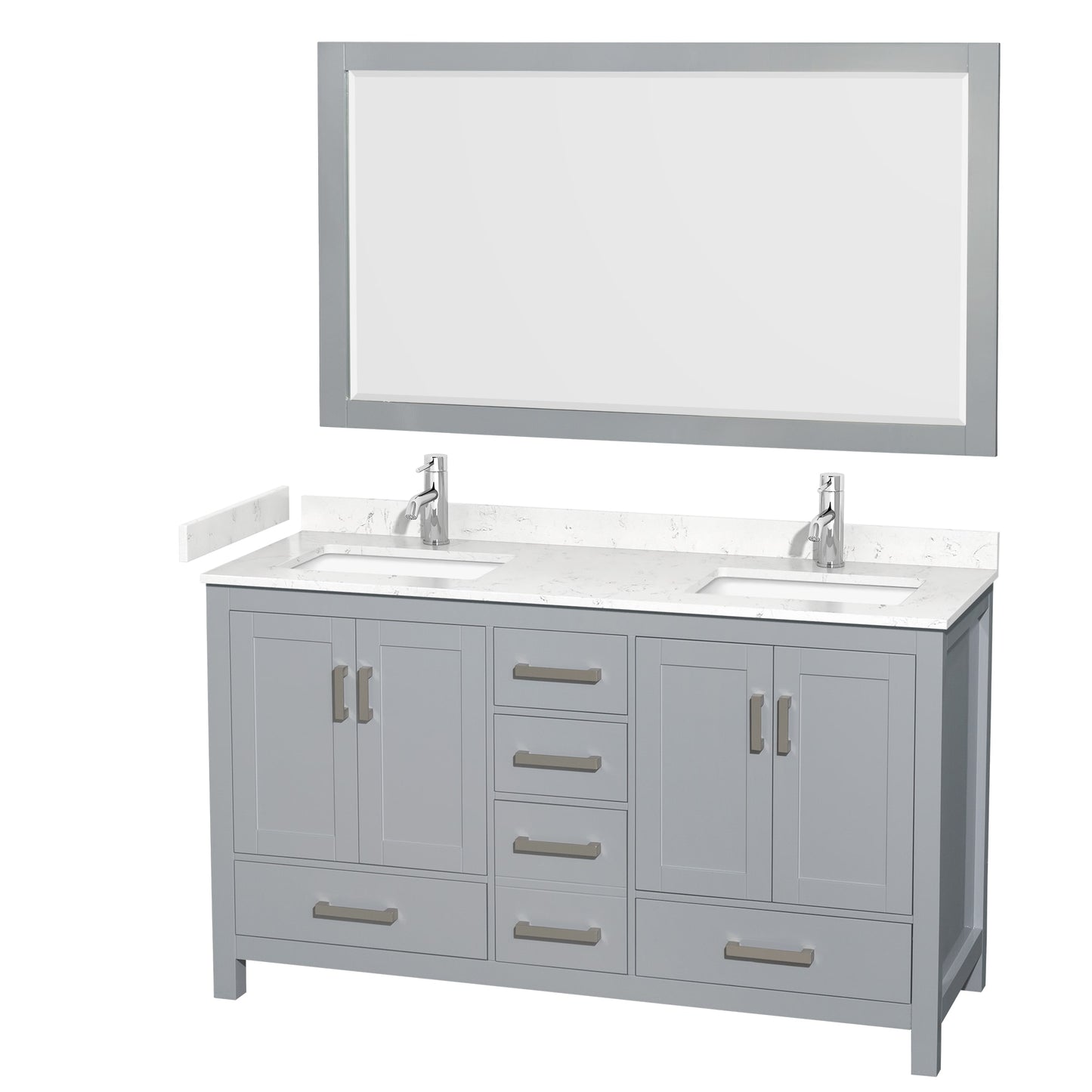 Sheffield Bathroom Vanity with Countertop 60 inch Double Sink Single hole Faucet Setup