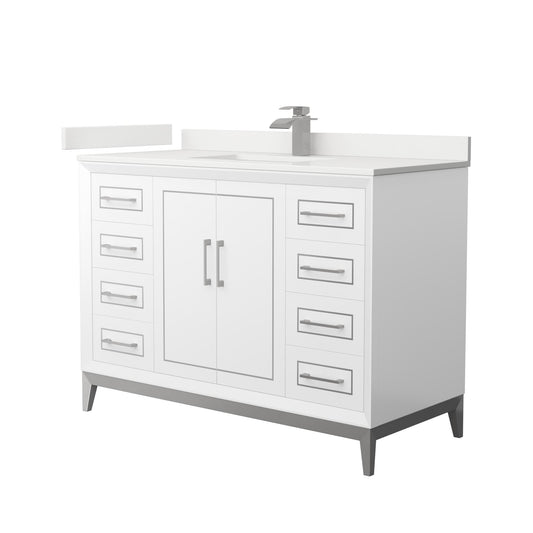 Marlena Bathroom Vanity with Countertop 48 inch Single Sink Single hole Faucet Setup