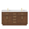 Custom image for Dark Oak with Brushed Gold Trim / Giotto Quartz / No Mirror