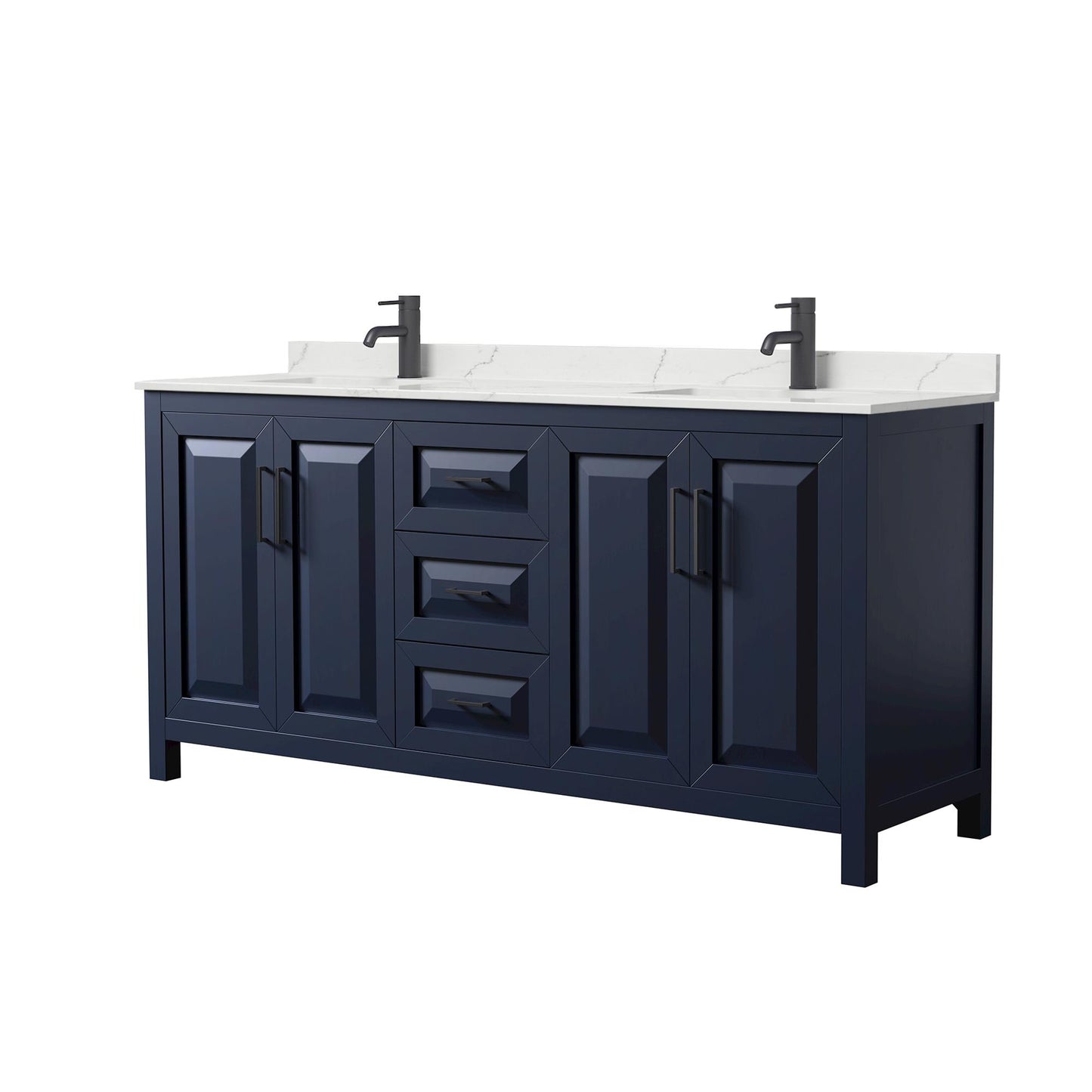 Daria Bathroom Vanity with Countertop 72 inch Double Sink Single hole Faucet Setup