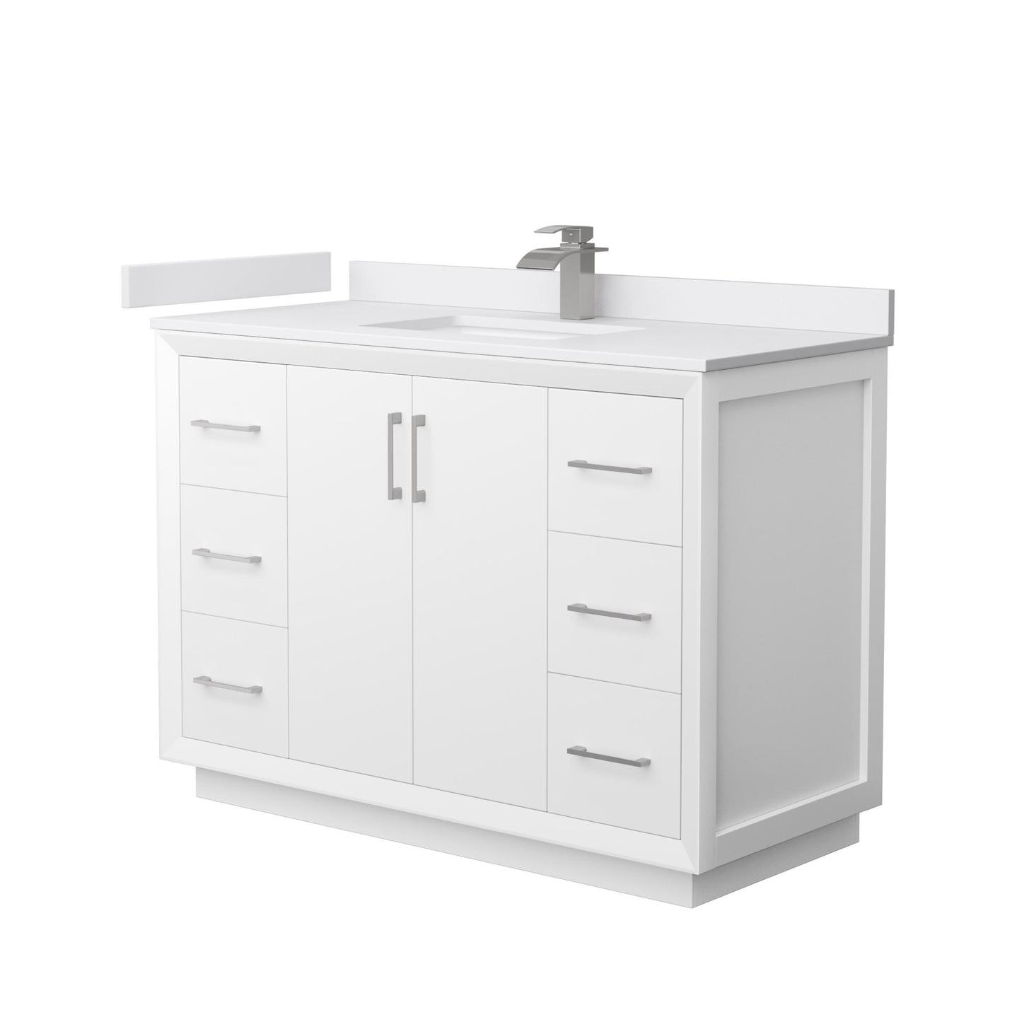 Strada Bathroom Vanity with Countertop 48 inch Single Sink Single hole Faucet Setup