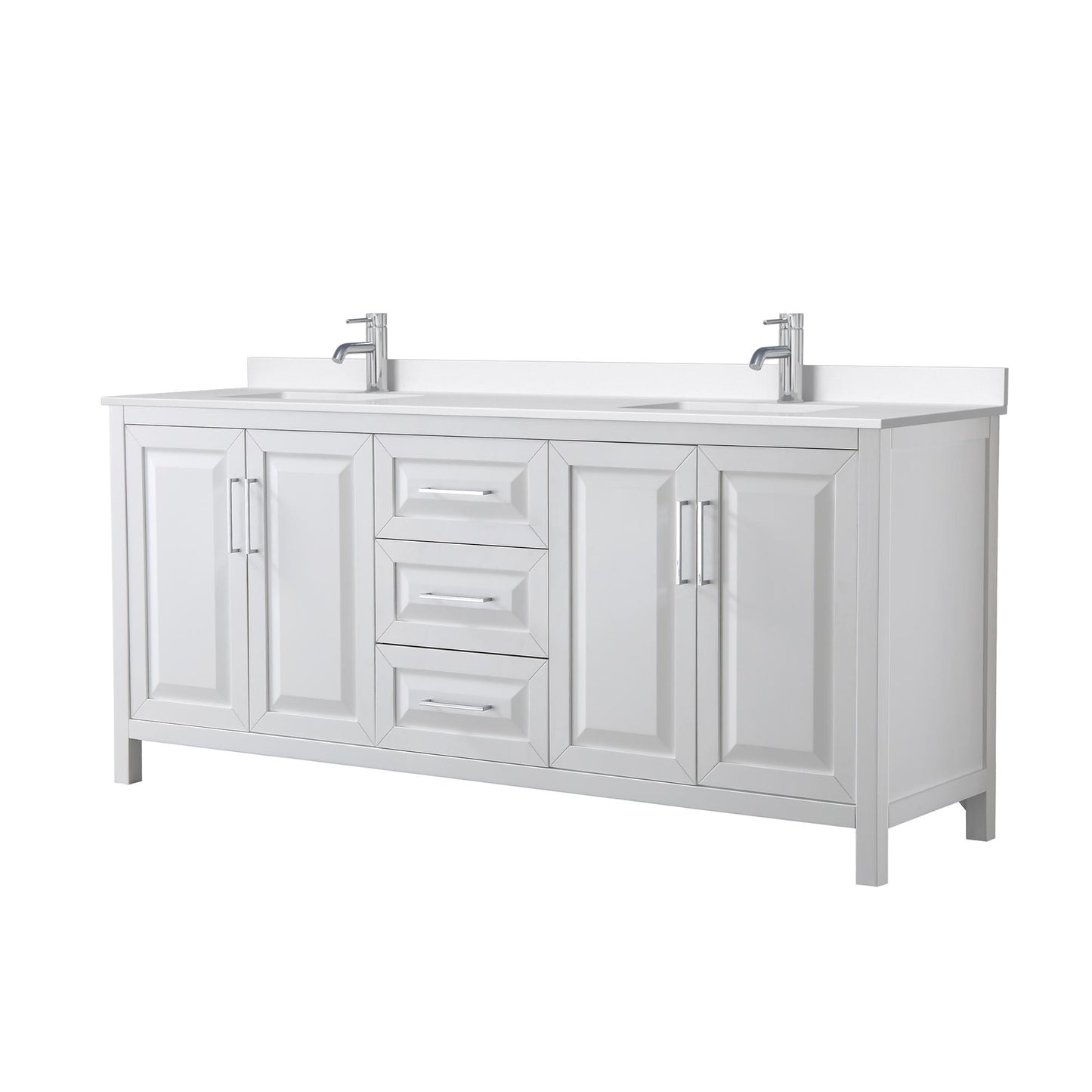 Daria Bathroom Vanity with Countertop 80 inch Double Sink Single hole Faucet Setup
