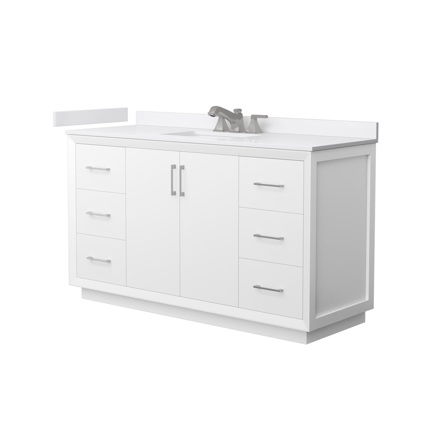 Strada Bathroom Vanity with Countertop 60 inch Single Sink 3-hole Faucet Setup