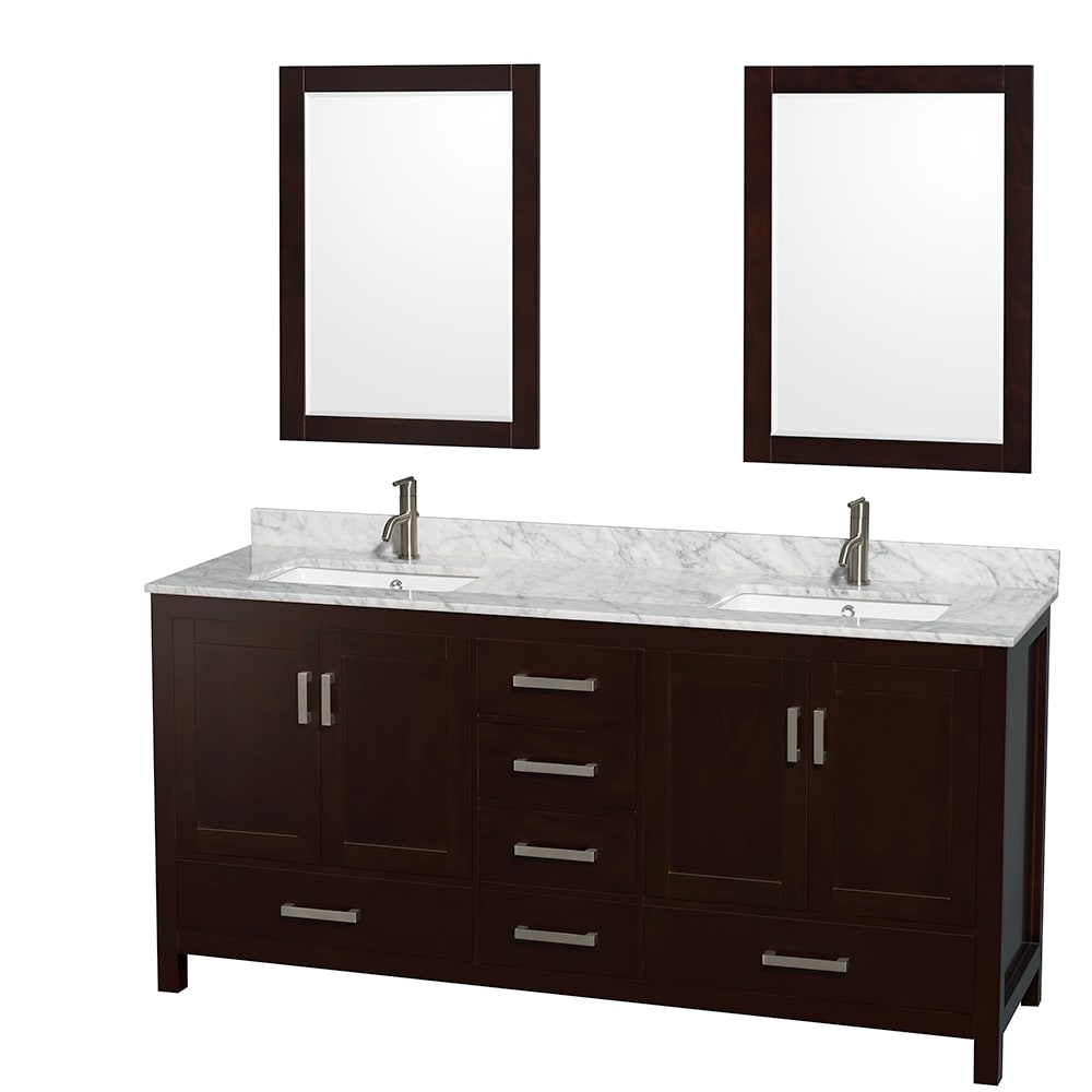 Sheffield Bathroom Vanity with Countertop 72 inch Double Sink Single hole Faucet Setup