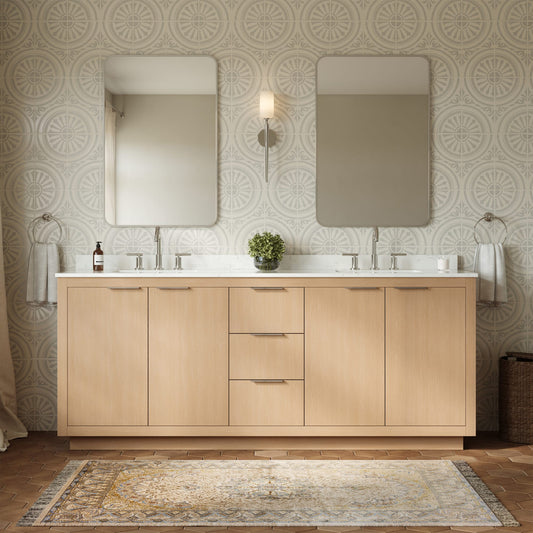 Maroni Bathroom Vanity with Countertop 80 inch Double Sink 3-hole Faucet Setup