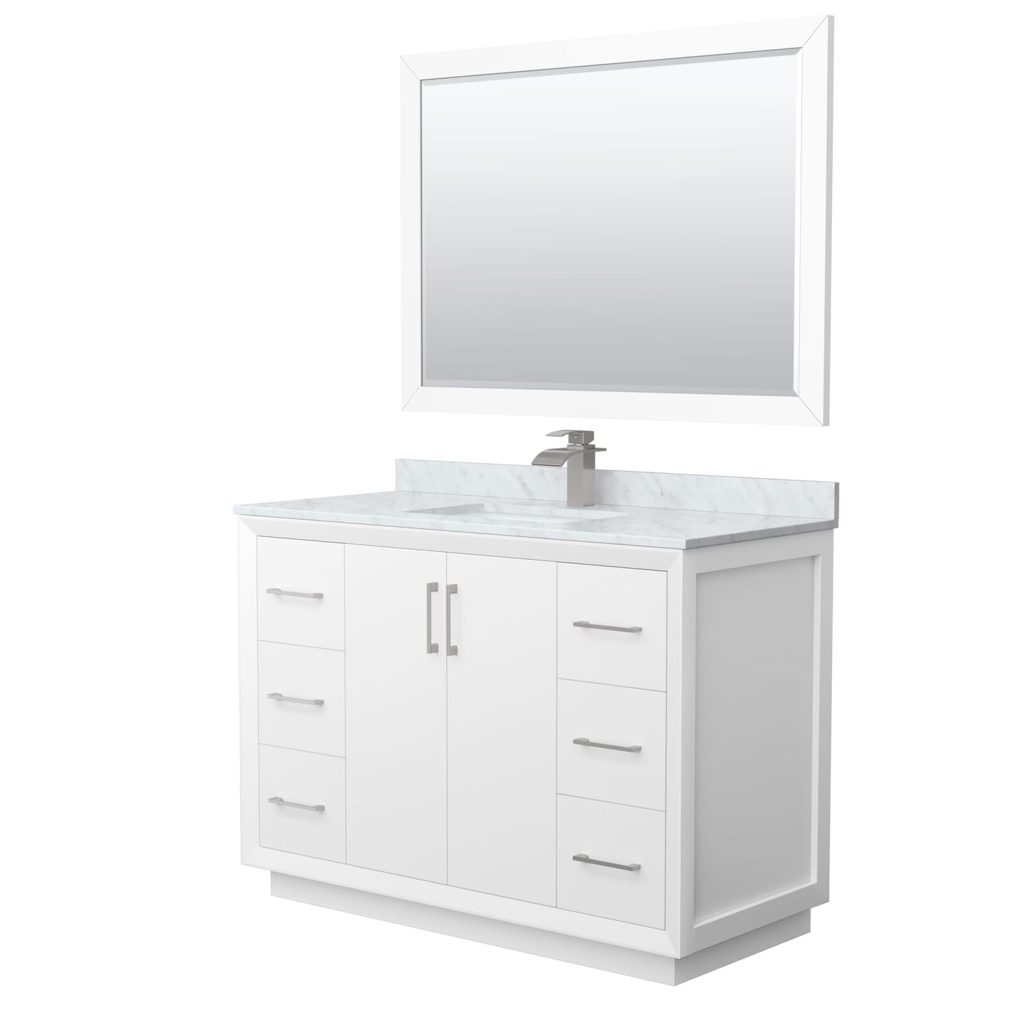 Strada Bathroom Vanity with Countertop 48 inch Single Sink Single hole Faucet Setup