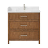 Custom image for Toasted Walnut with Brushed Nickel Trim / White Quartz / No Mirror