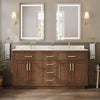 Custom image for Dark Oak with Brushed Gold Trim / White Quartz / No Mirror