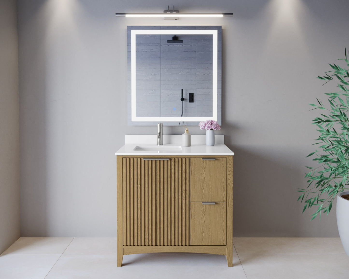 Palmilla Bathroom Vanity with Countertop 36 inch Single Sink Single hole Faucet Setup