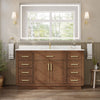 Custom image for Dark Oak with Brushed Gold Trim / White Quartz / No Mirror