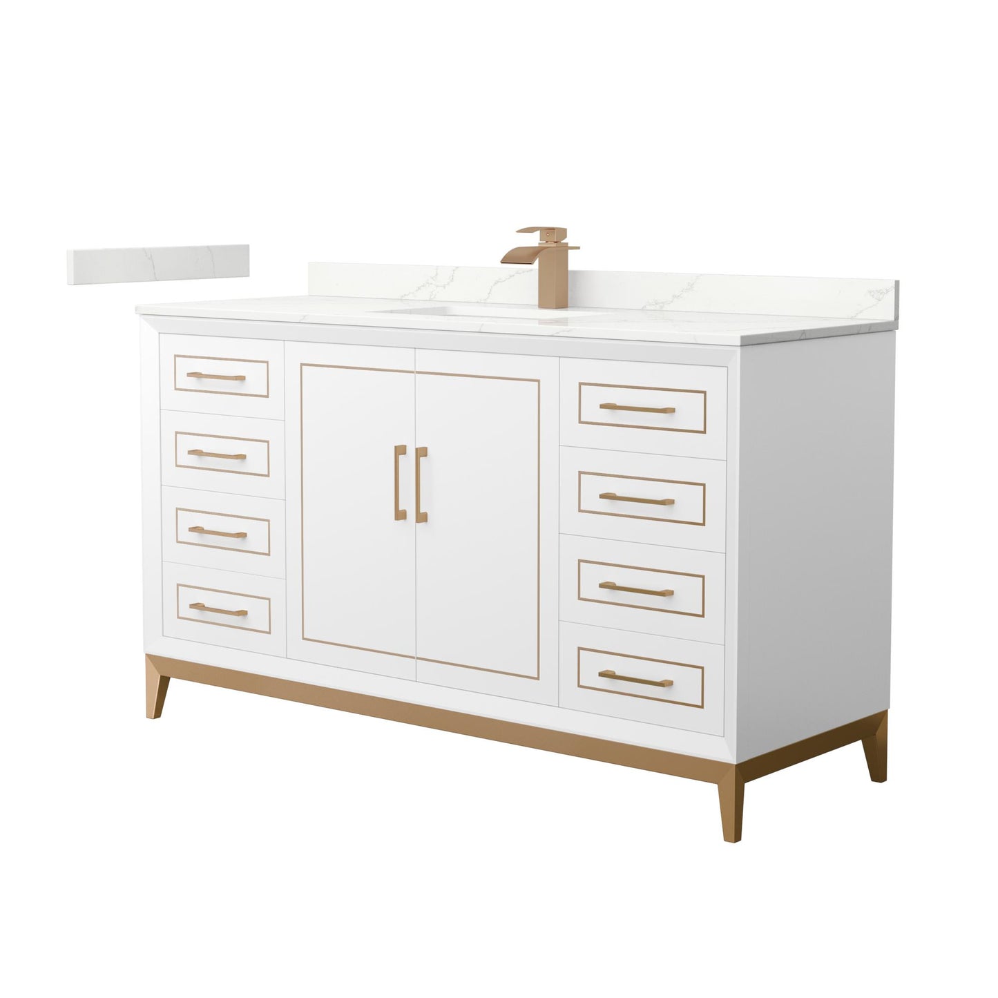 Marlena Bathroom Vanity with Countertop 60 inch Single Sink Single hole Faucet Setup